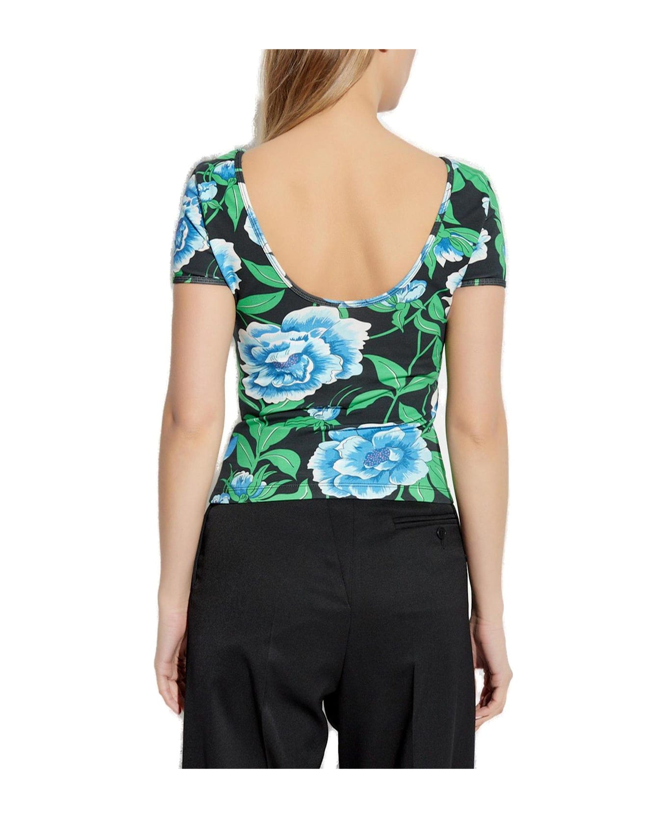 Kenzo Peonies Top - BLACK/GREEN