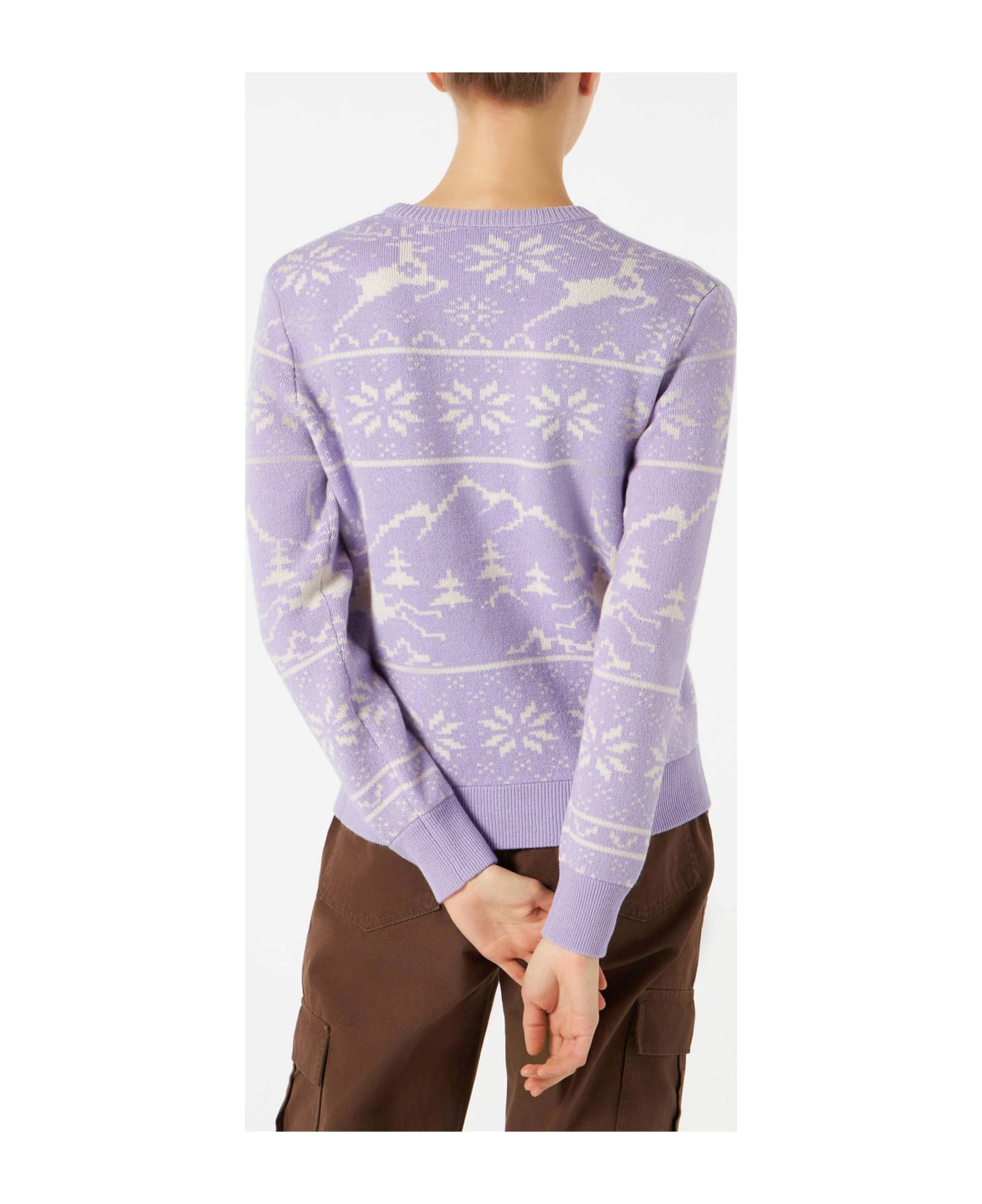 MC2 Saint Barth Woman Sweater With Norwegian Print And Cortina Embroidery - PURPLE