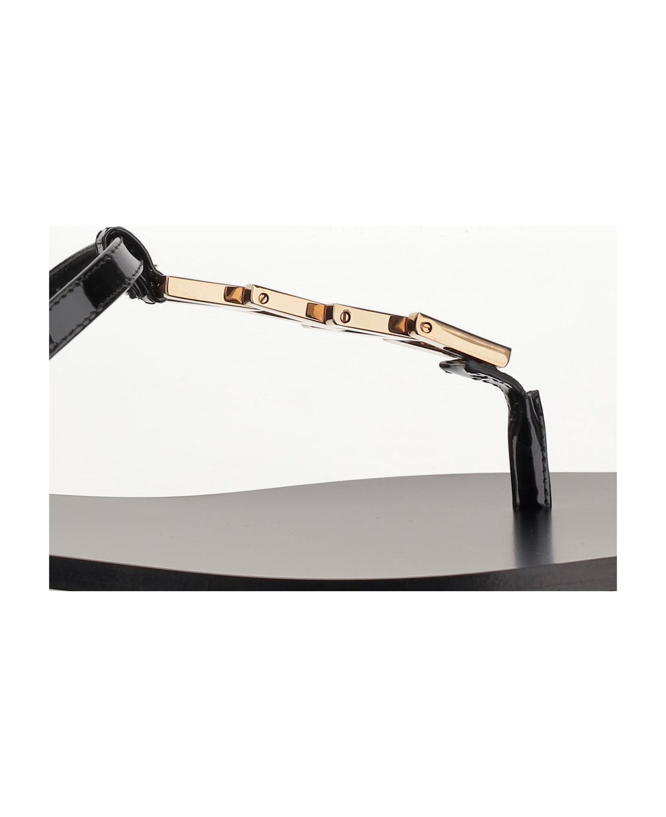 Versace V-chain Leather Sandals - Black