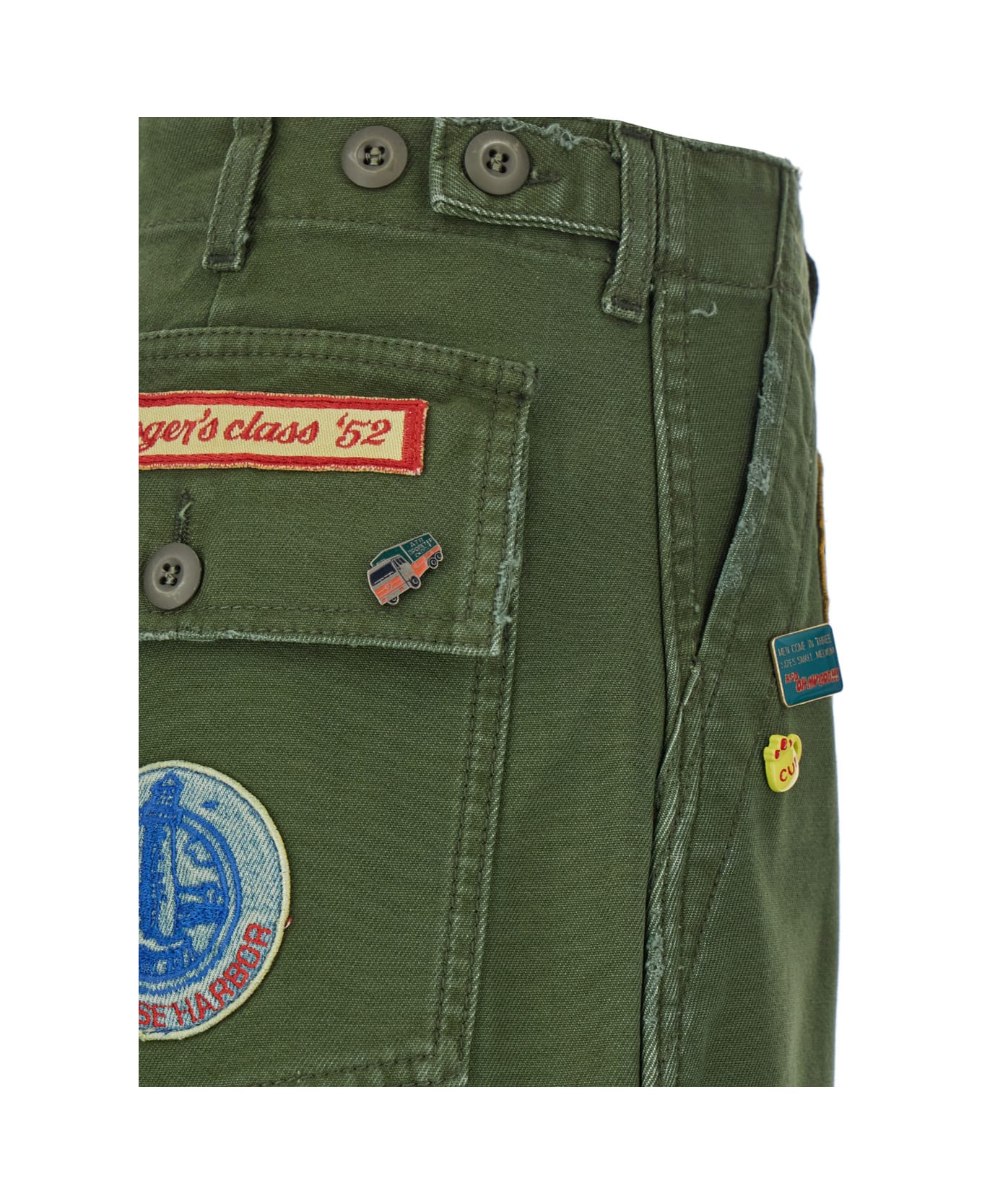 Roy Rogers 
old Glory
 Green Palazzo Style Jeans With Patch Embellishments On The Pockets In Denim Woman - Green