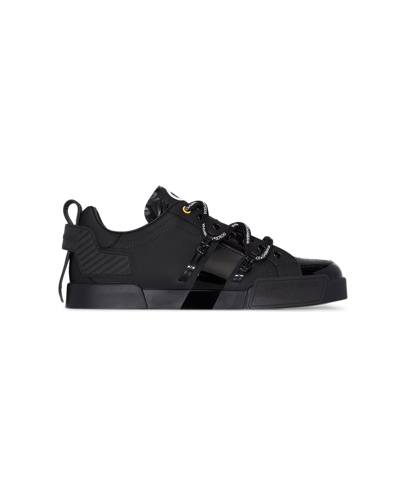 Dolce & Gabbana Man's Portofino Black Leather Sneakers - Black