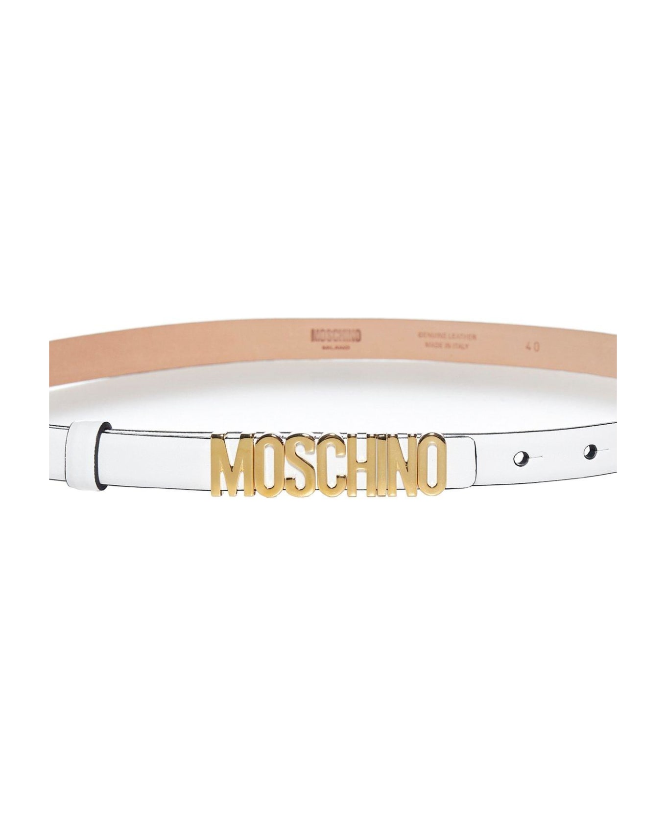Moschino Logo Lettering Buckle Belt - White ベルト