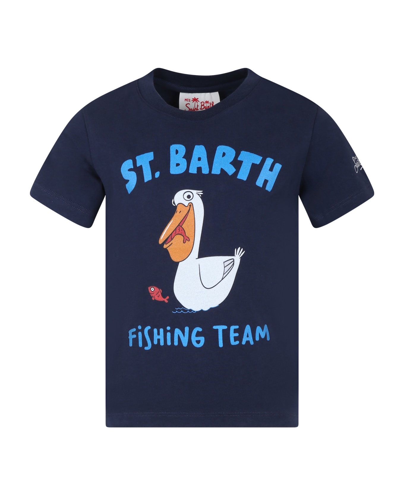 MC2 Saint Barth Blue T-shirt Forboy With Pelican Print And Logo - Blue Tシャツ＆ポロシャツ