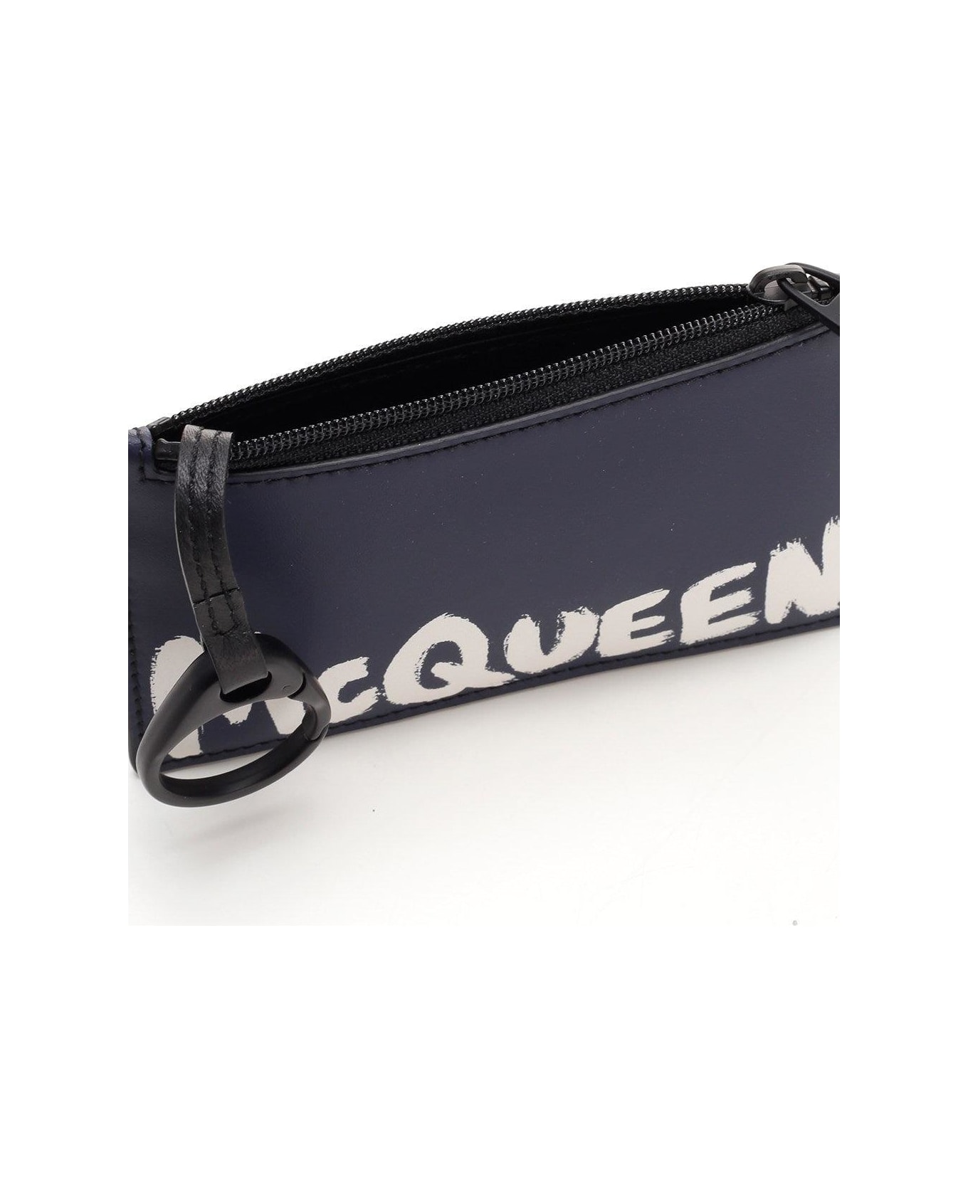 Alexander McQueen Logo Printed Zipped Wallet - Blu