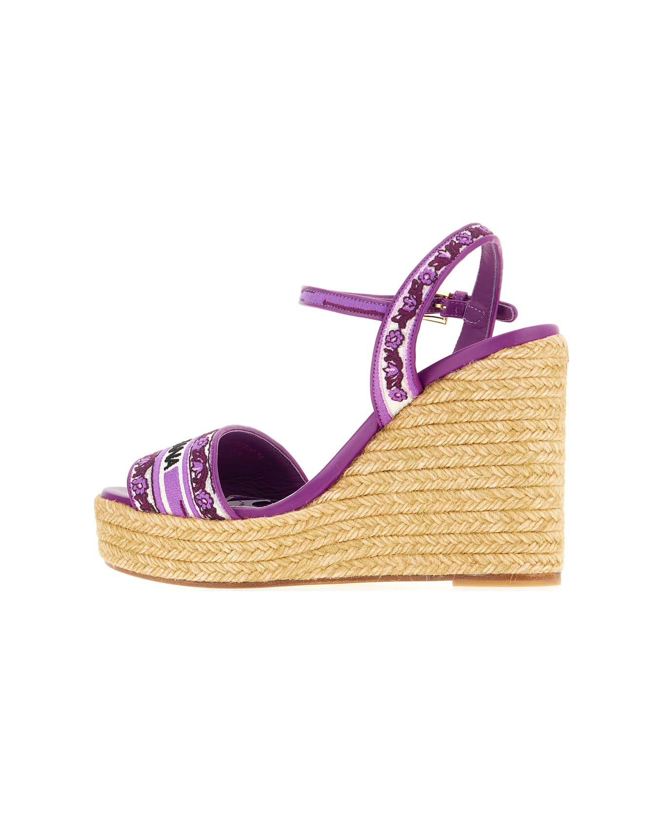 Dolce & Gabbana Embroidered Canvas Wedge - MAIOLICA 3 VIOLA
