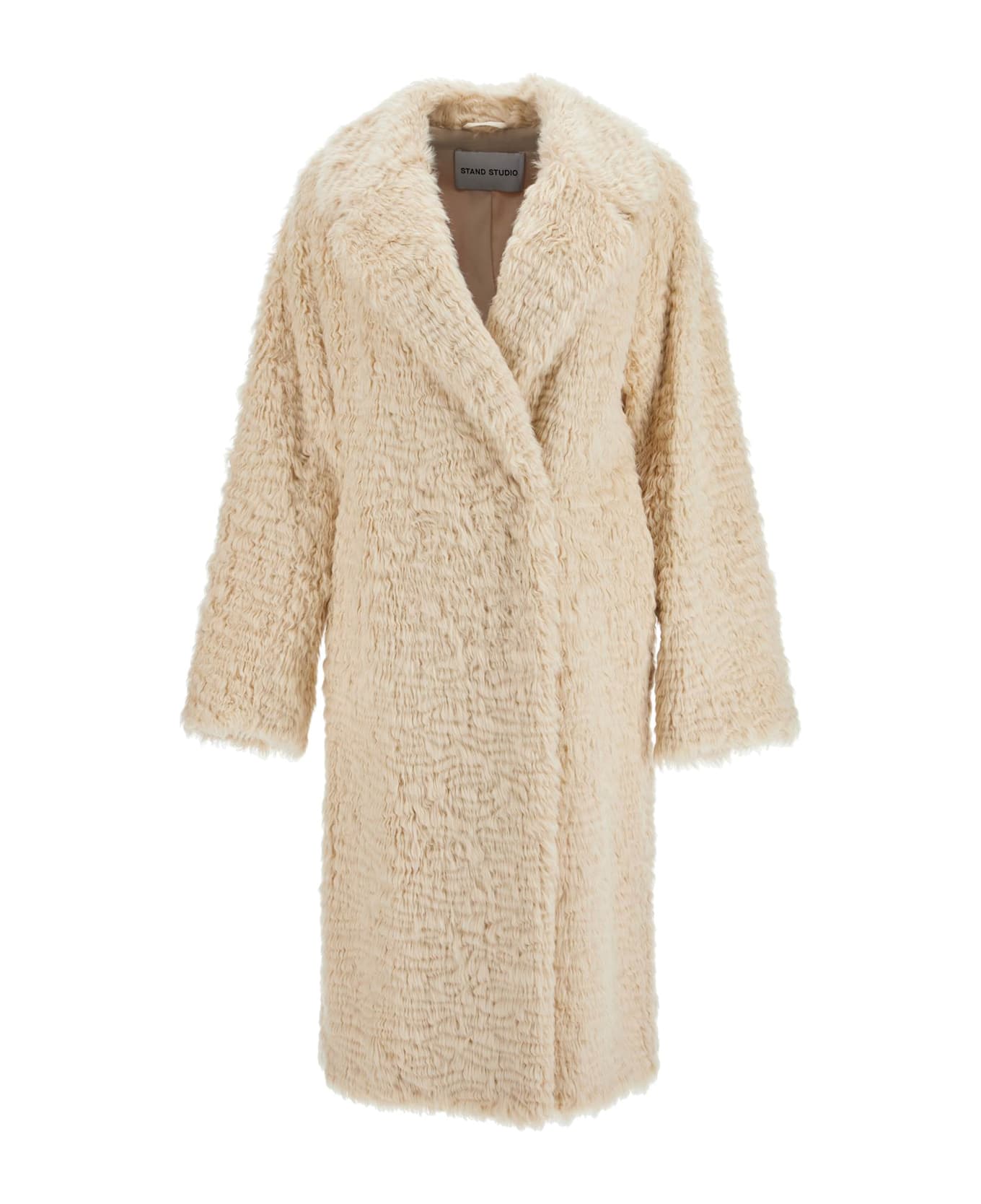 STAND STUDIO Nicole Faux Fur Coat - CREAM (Beige)