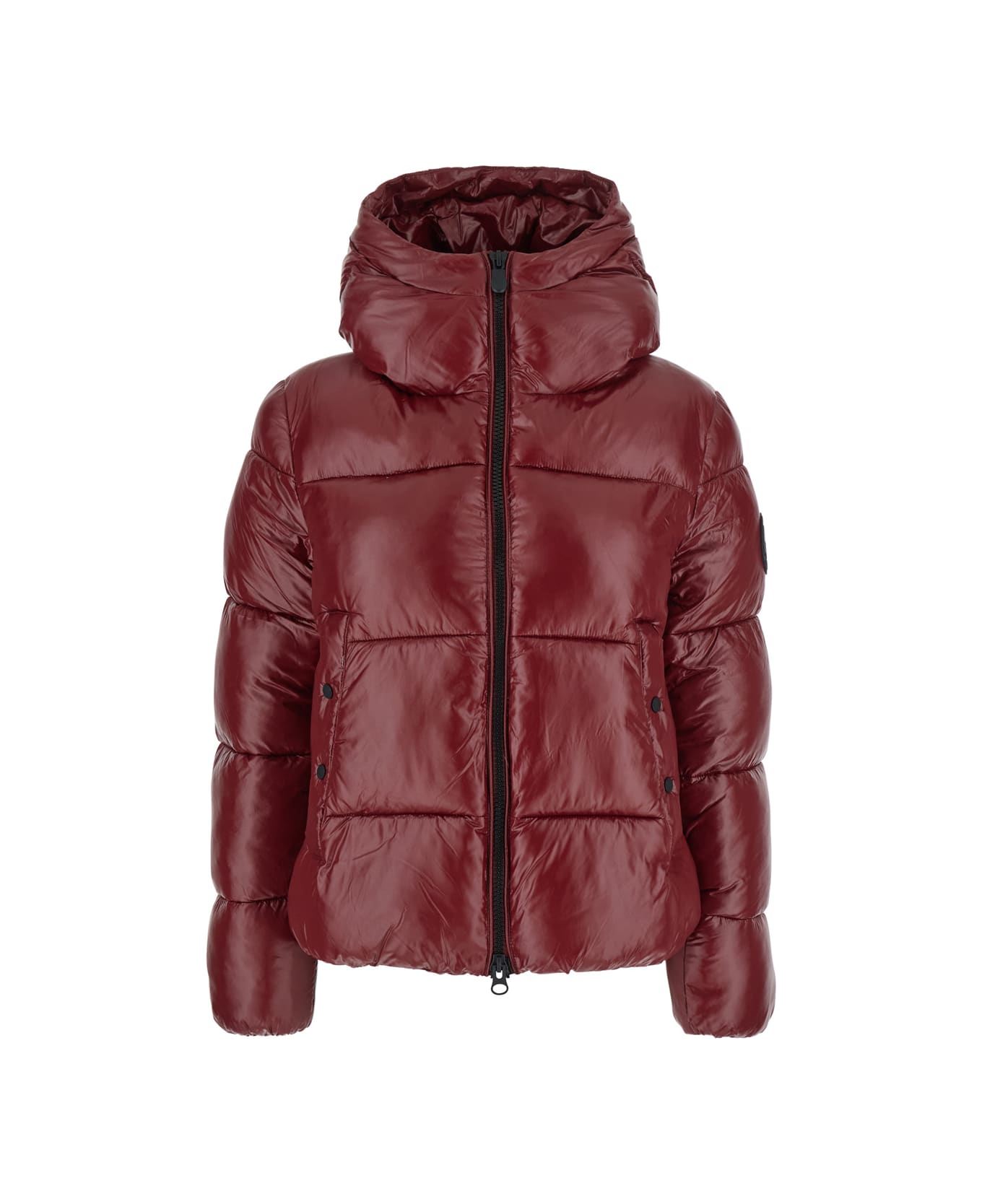 Save the Duck 
biddy
 Bordeaux Down Jacket With Hood And Logo On The Sleeve In Tech Fabric Woman - Bordeaux