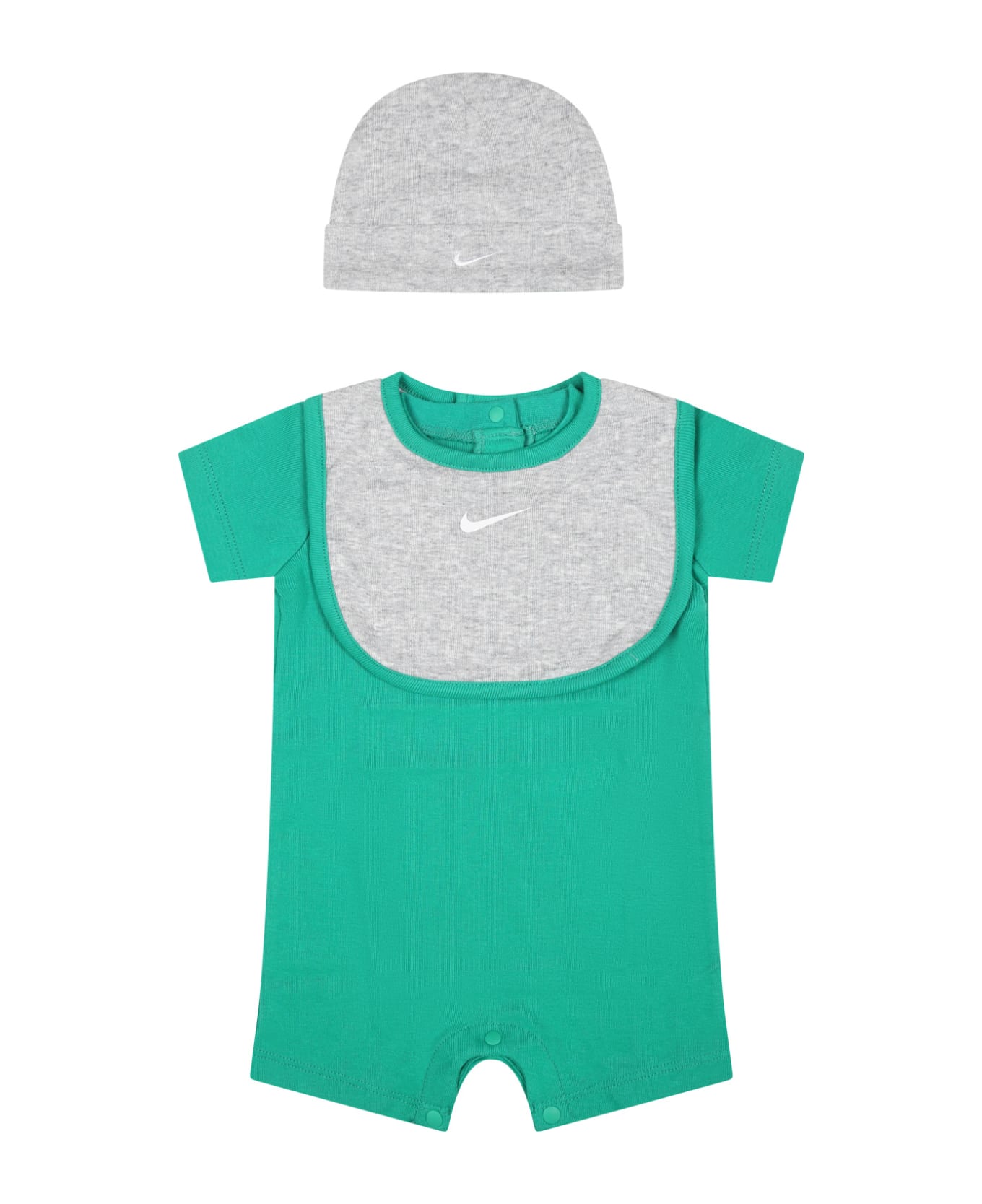 Nike Green Romper Set For Baby Boy With Logo - Green ボディスーツ＆セットアップ