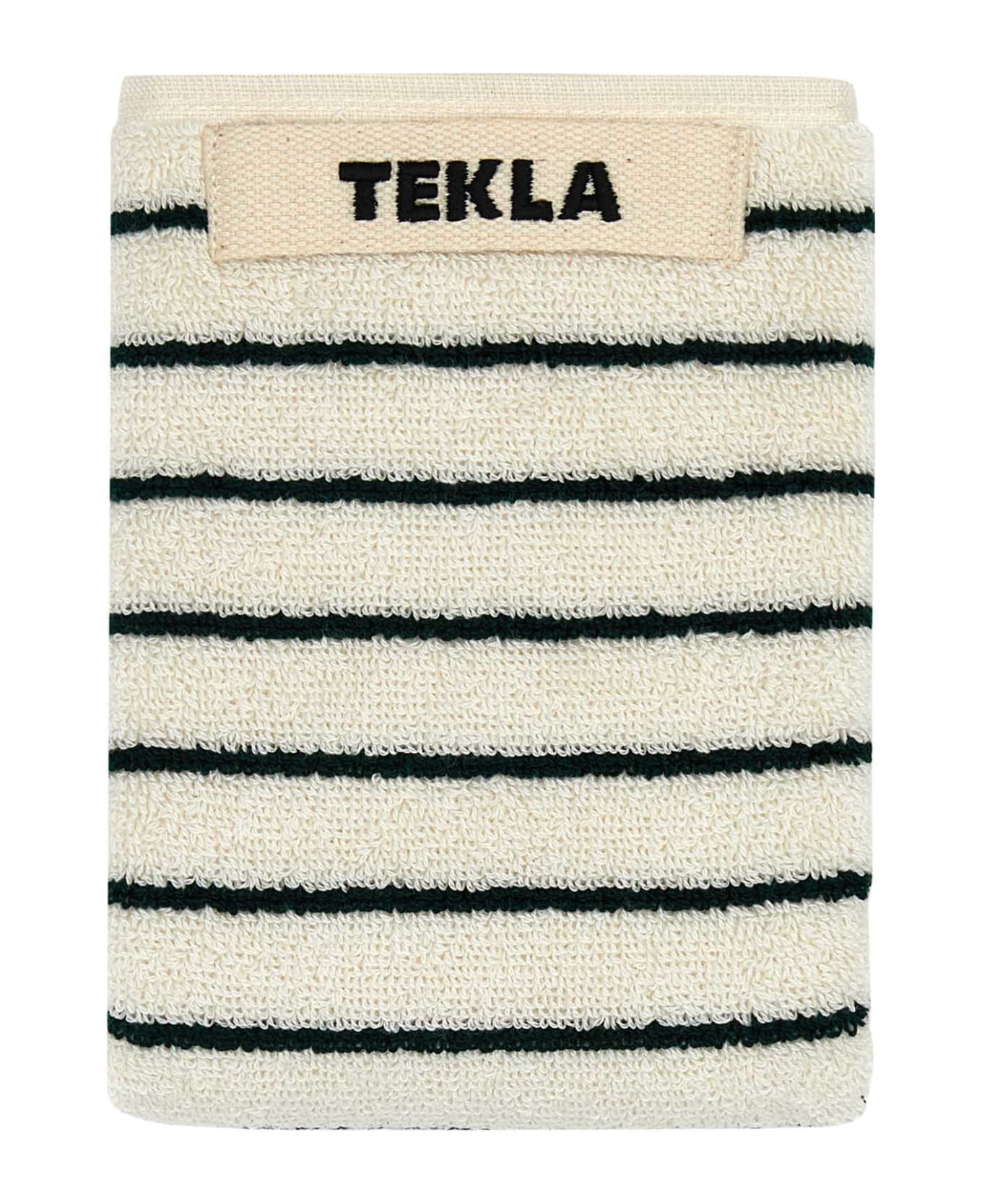 Tekla Embroidered Terry Washcloth - RACING GREEN STRIPES