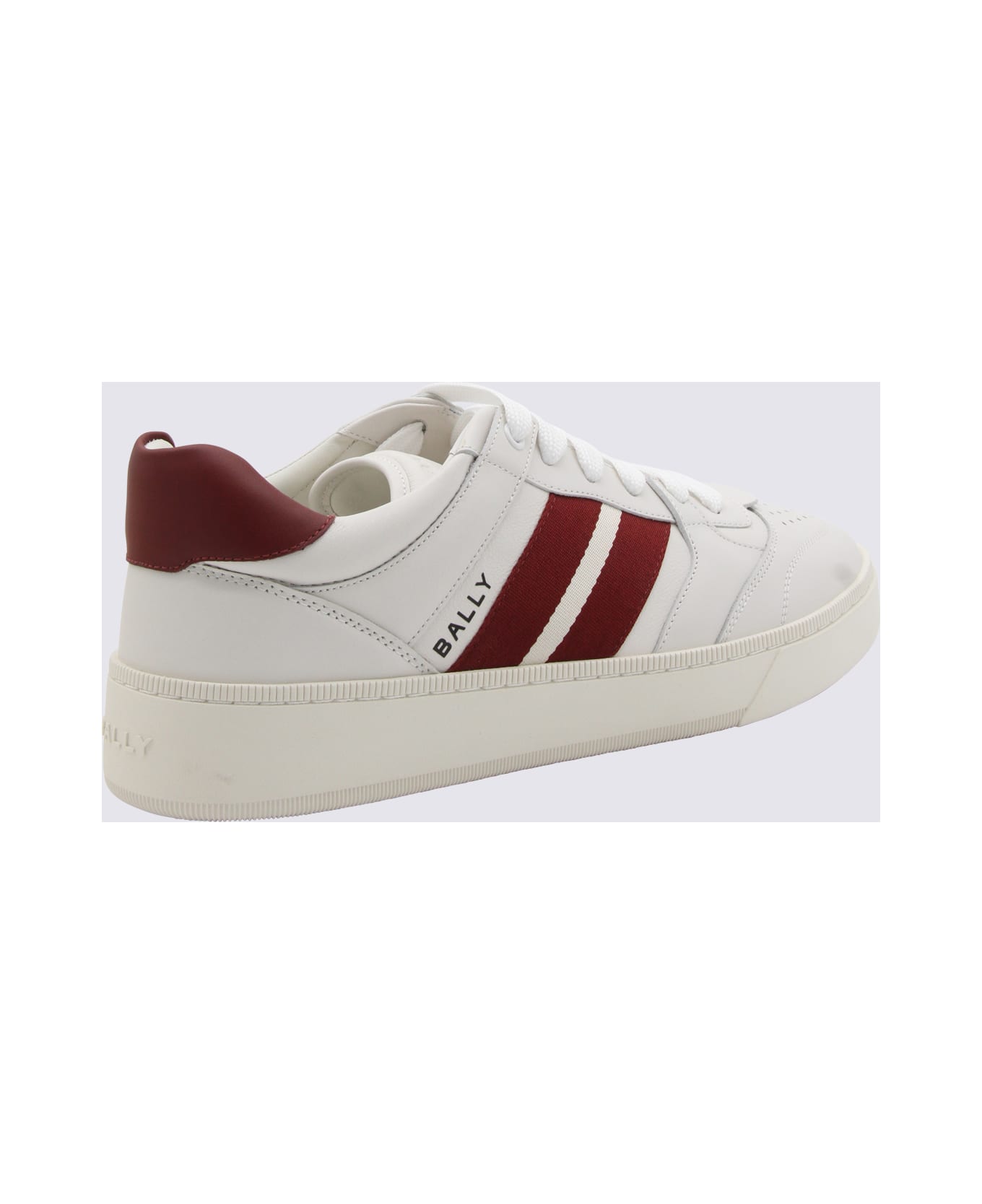 Bally White And Red Leather Sneakers - WHITE/BALLYRED