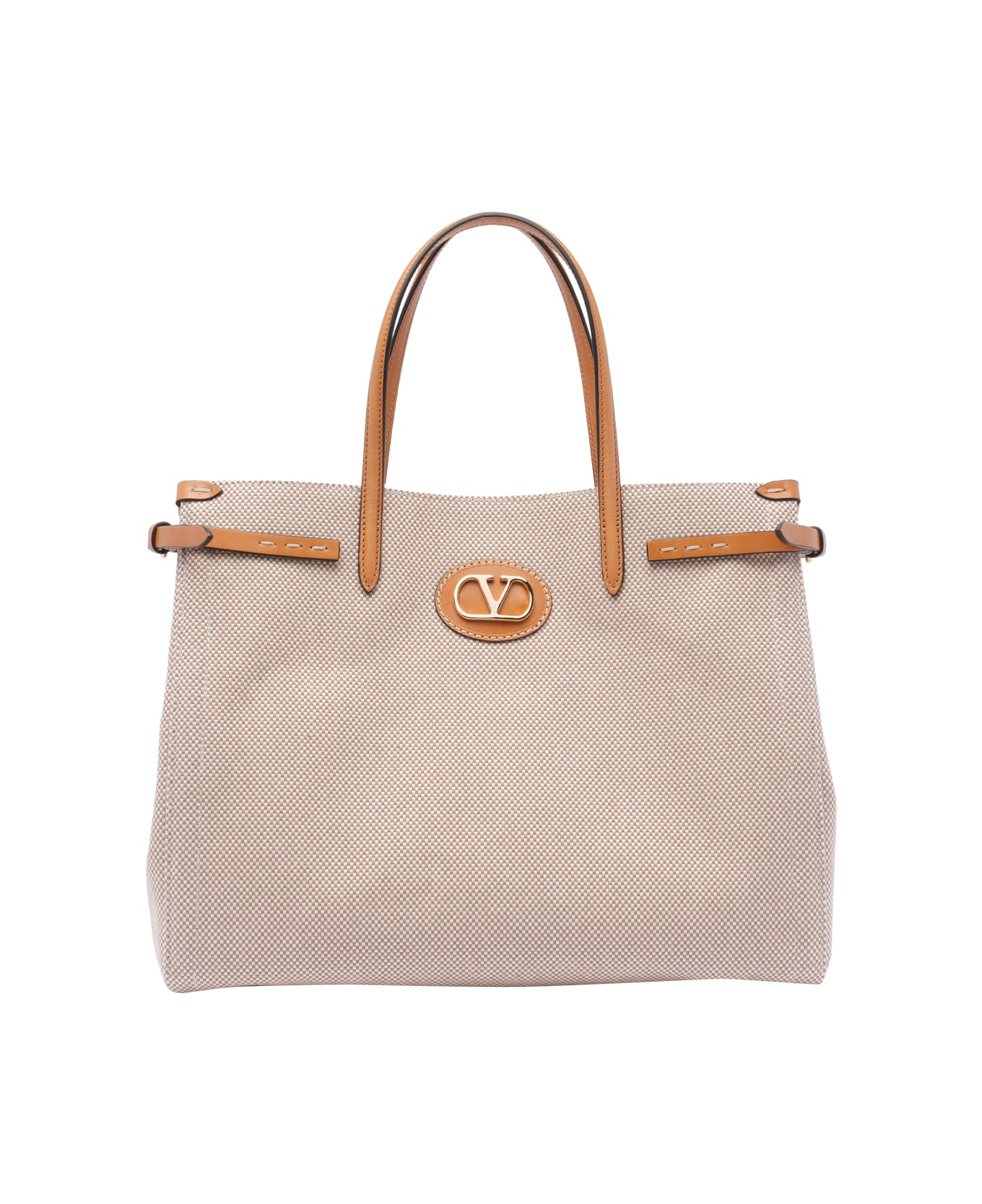 Valentino Garavani Medium Valentino Garavani Antibes Canvas Tote Bag - Beige