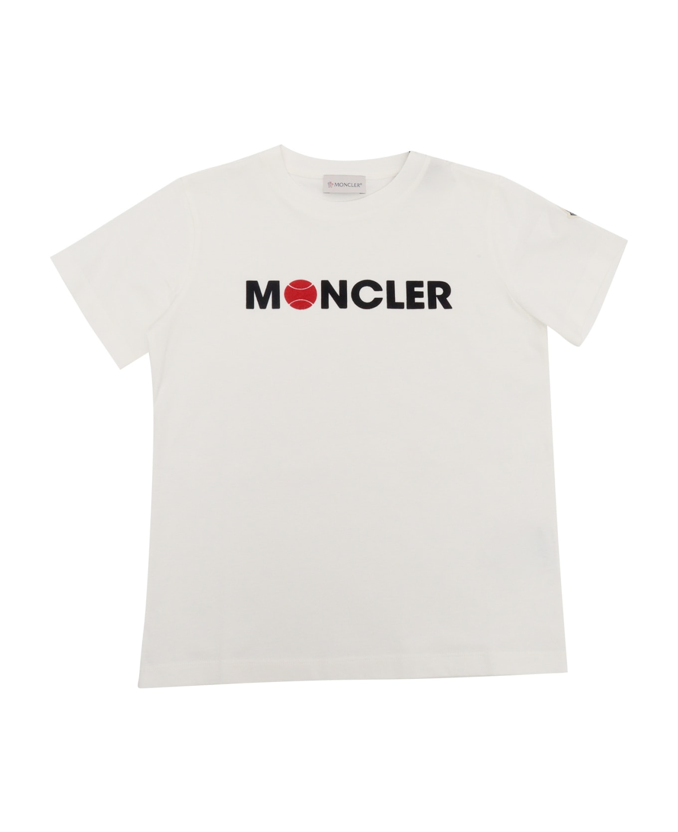 Moncler White T-shirt With Print - BEIGE