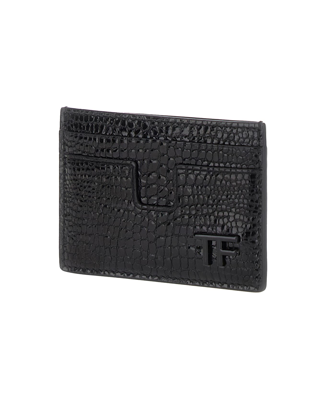 Tom Ford Black Leather Card Holder - BLACK