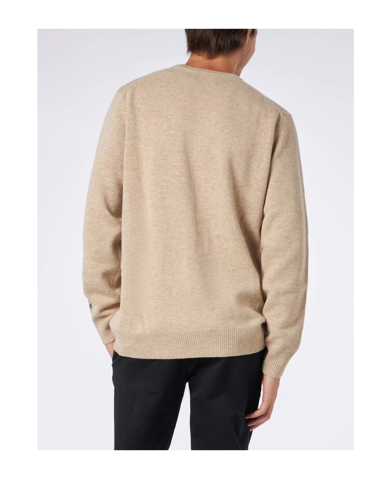 MC2 Saint Barth Man Sweater With Penguins Print And Family Is Everything Embroidery - BEIGE