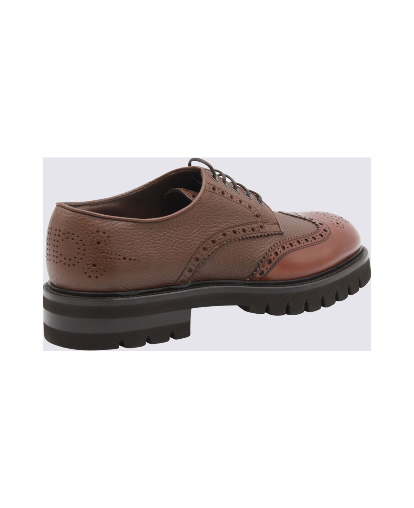 Ferragamo Brown Leather Lace Up Shoes - MIDBROWN