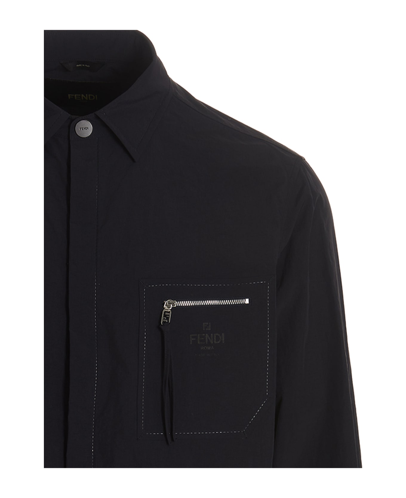 Fendi Zip-detailed Shirt Coat - Blue