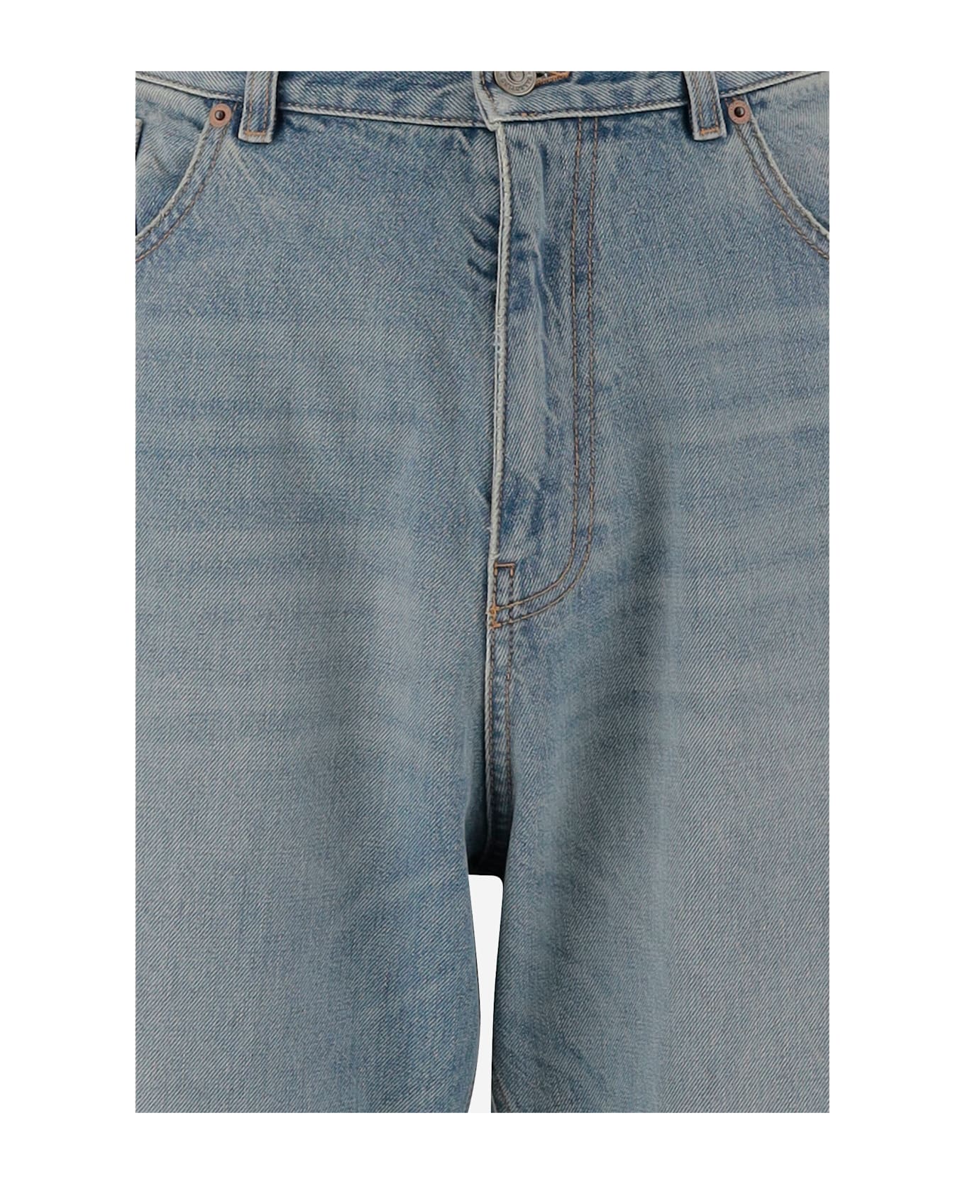Valentino Denim Pants With Jacquard Bottoms - Denim