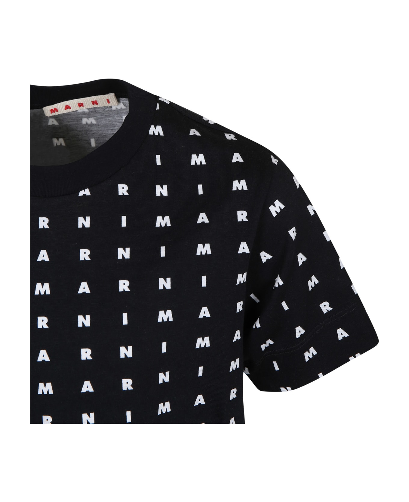 Marni Black T-shirt For Kids With Logo - Black Tシャツ＆ポロシャツ