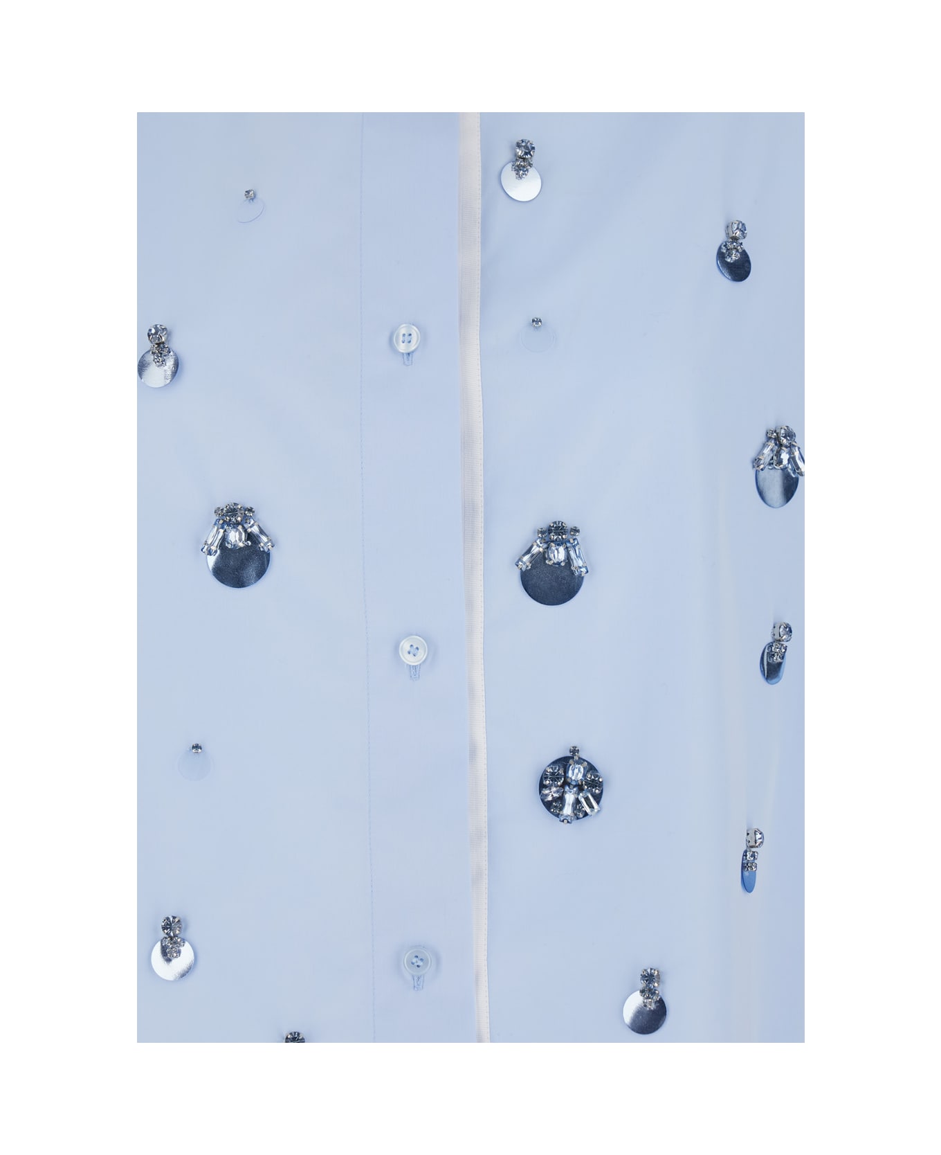 Des Phemmes Light Blue Shirt With Classic Collar And Embellishments On The Front In Cotton Woman - Light blue