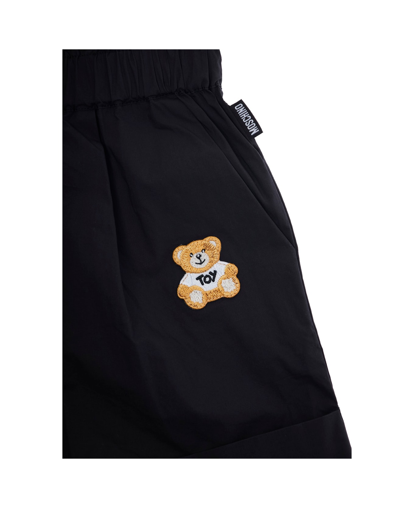 Moschino Black Shorts With Teddy Bear Motif On The Front In Cotton And Tech Fabric Girl - Black