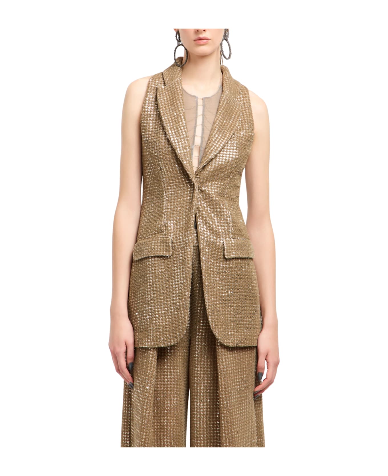 Giorgio Armani Long Vest With Pockets - Beige