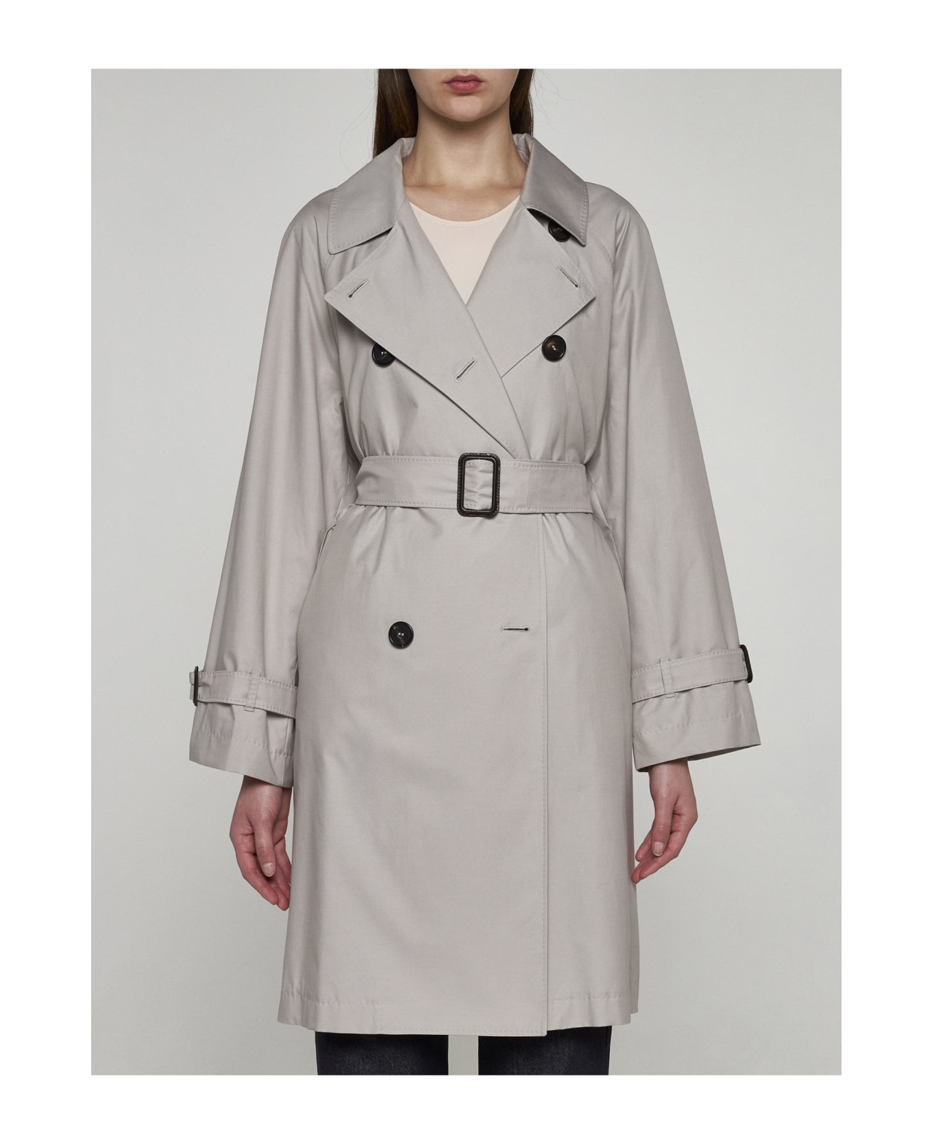 Max Mara The Cube Cotton-blend Double-breasted Trench Coat - NEUTRALS レインコート