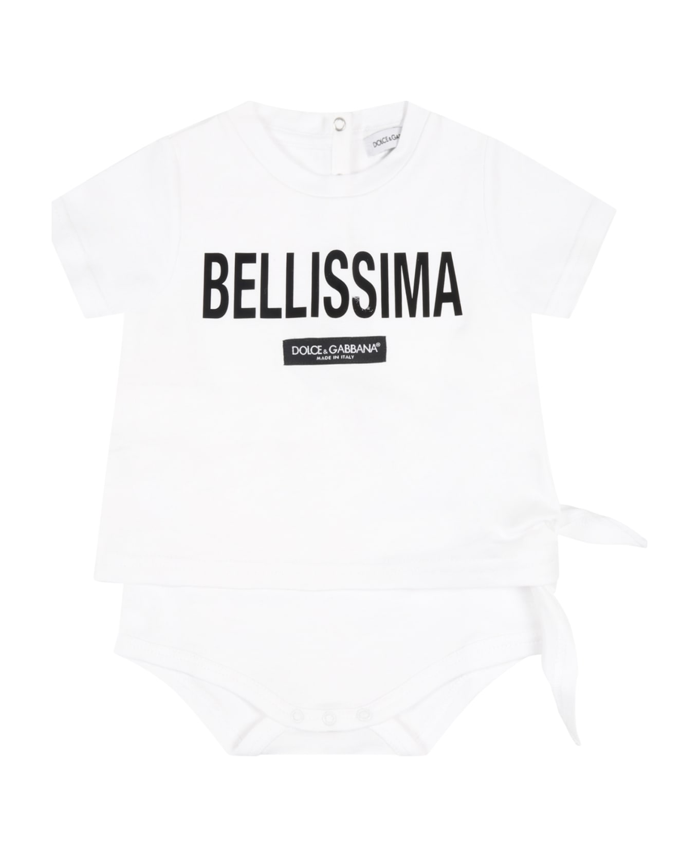 Dolce & Gabbana White T-shirt For Baby Girl With Writing - White