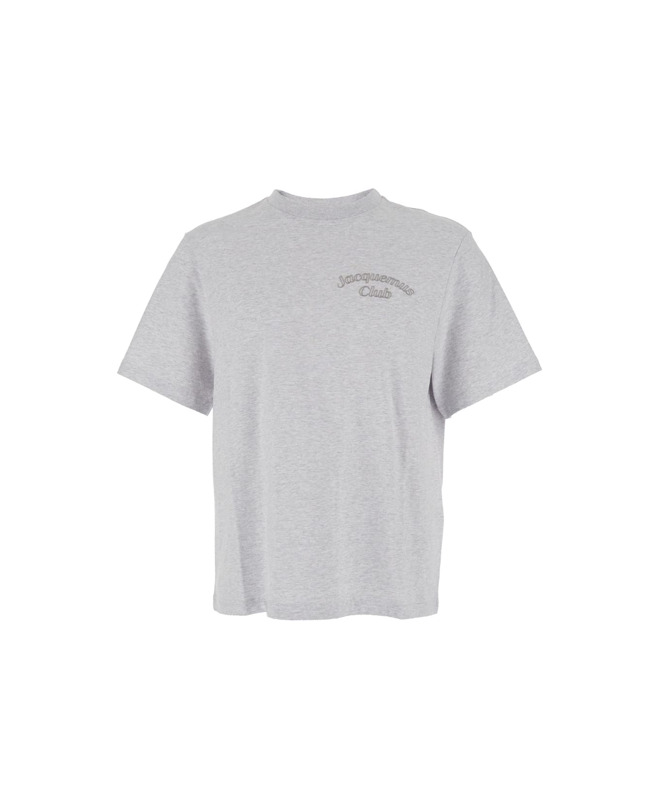 Jacquemus 
le T-shirt Club
 Grey T-shirt With Logo Lettering On The Front In Cotton Man - Grey