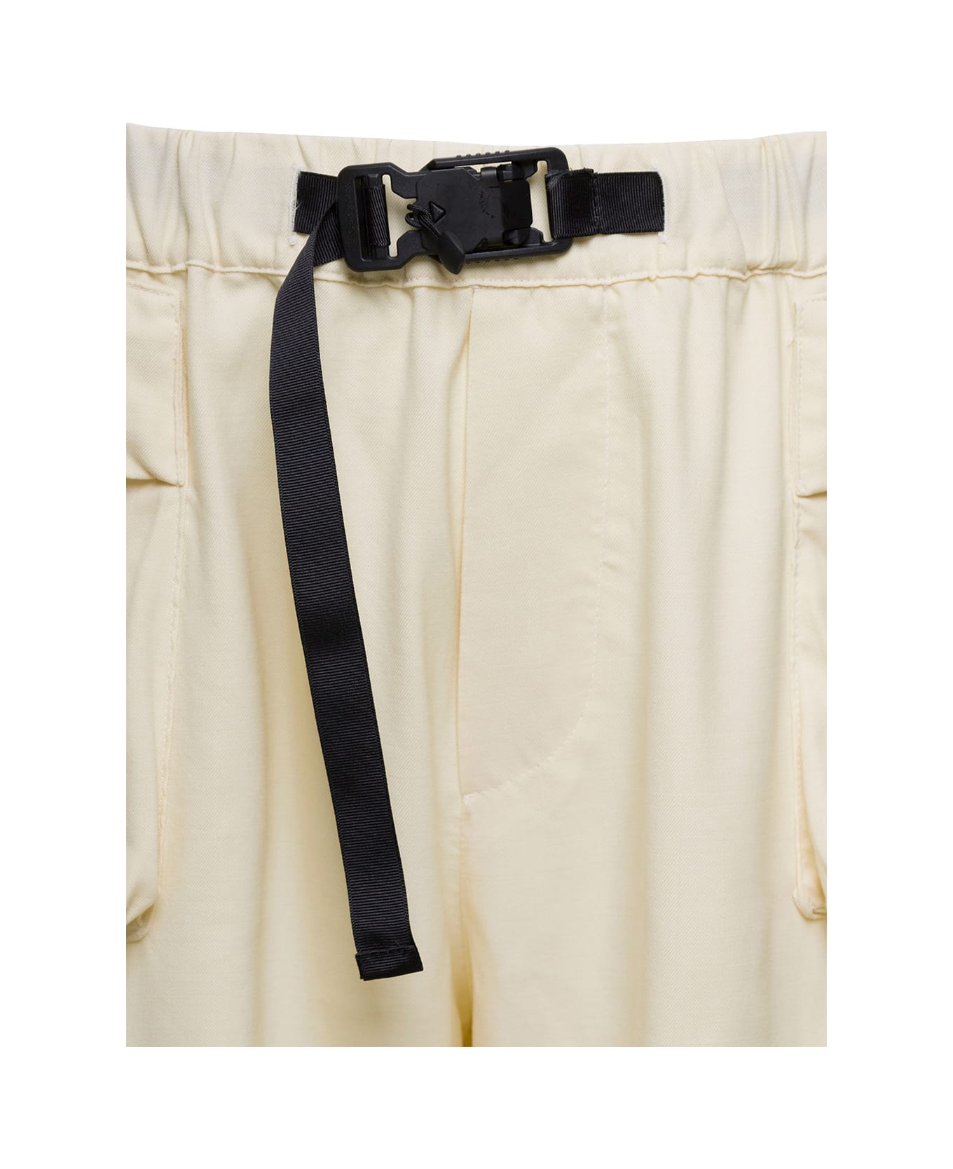 Bonsai Beige Cargo Shorts With Buckle Fastening In Stretch Wool Man - Beige