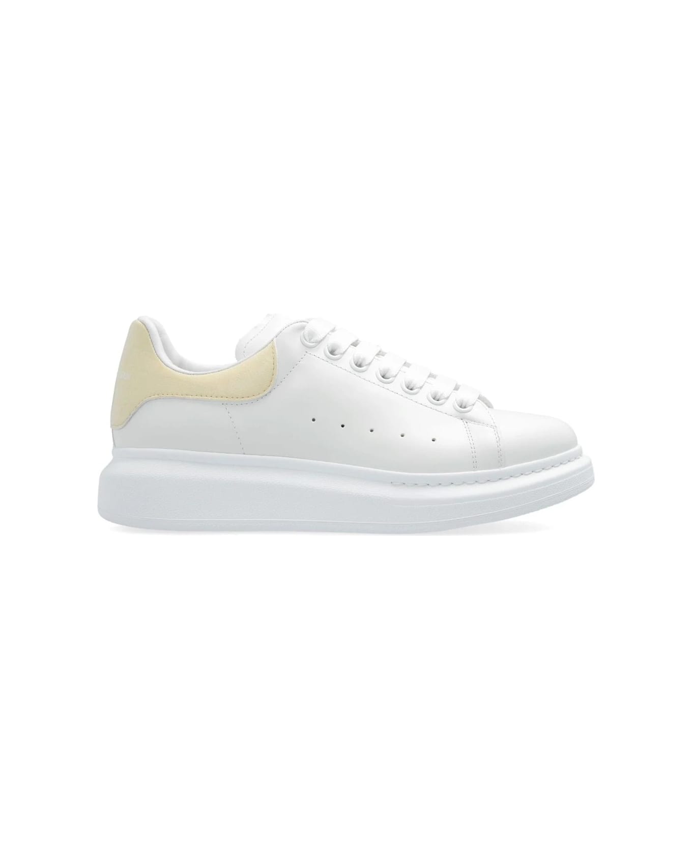 Alexander McQueen White Oversized Sneakers With Yellow Shiny Spoiler - White