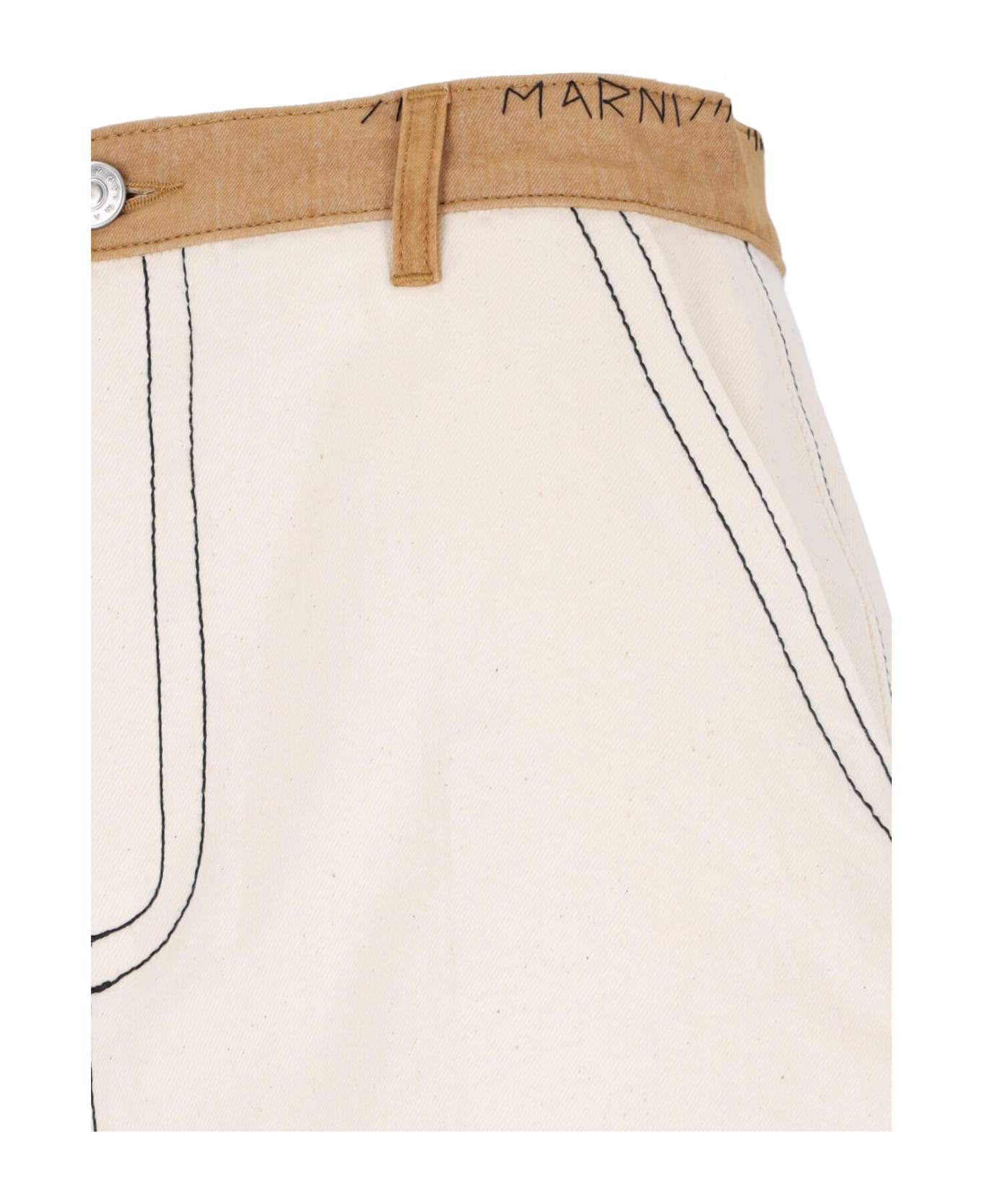 Marni Midi Denim Skirt - Crema
