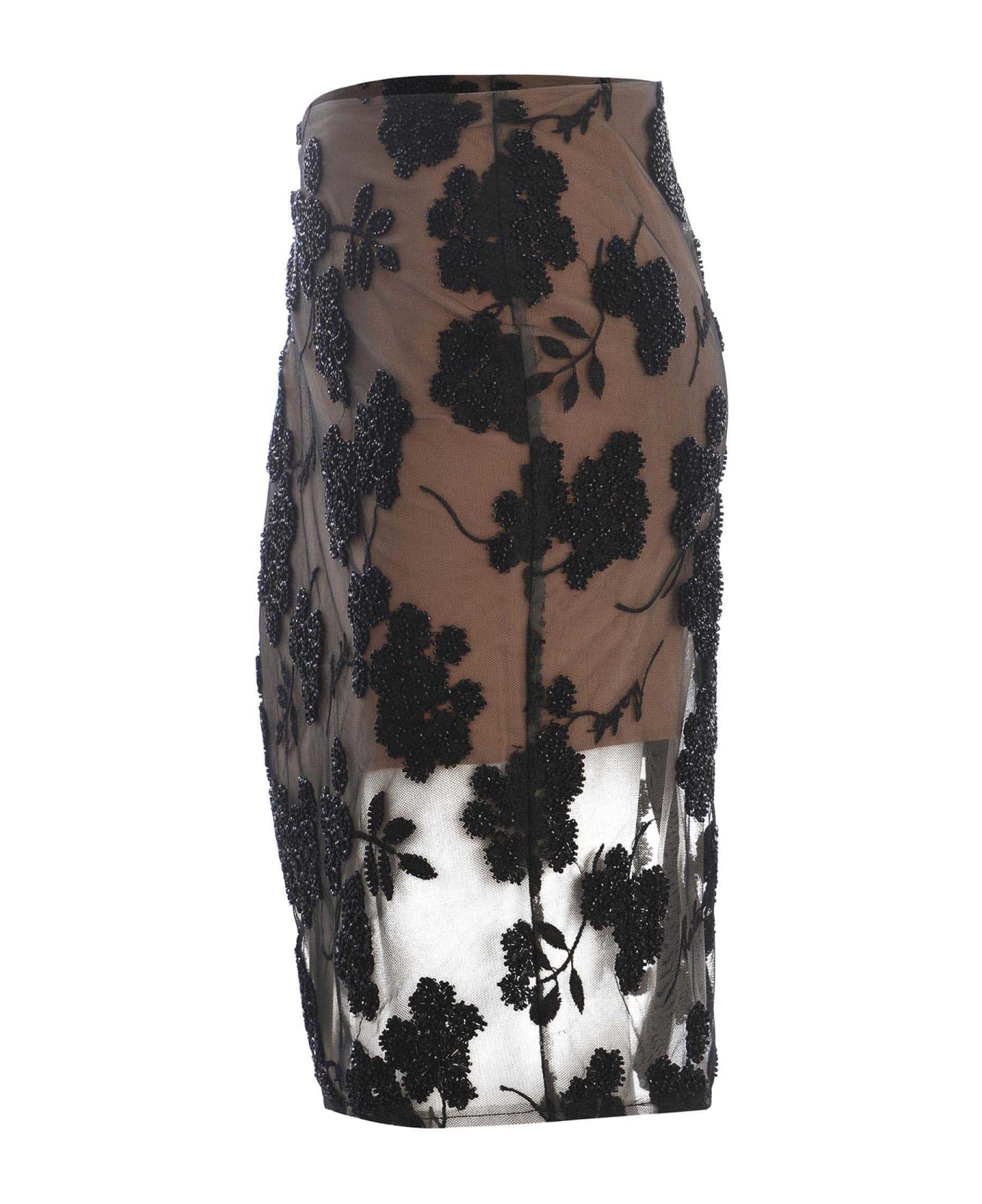 Rotate by Birger Christensen Skirt Rotate "flowers" Made Of Tulle - Nero