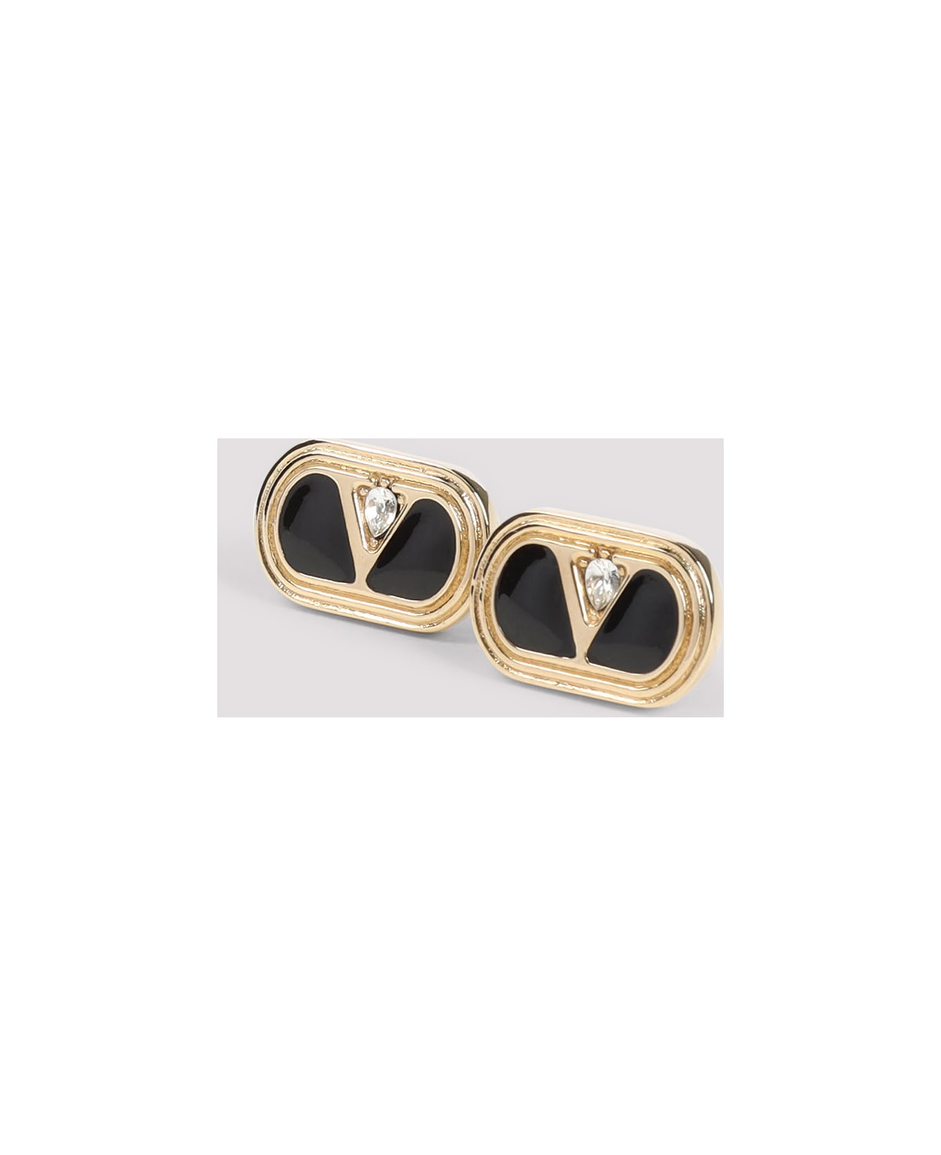 Valentino Garavani Ovalette Metal Earrings - Oro Nero Crystal