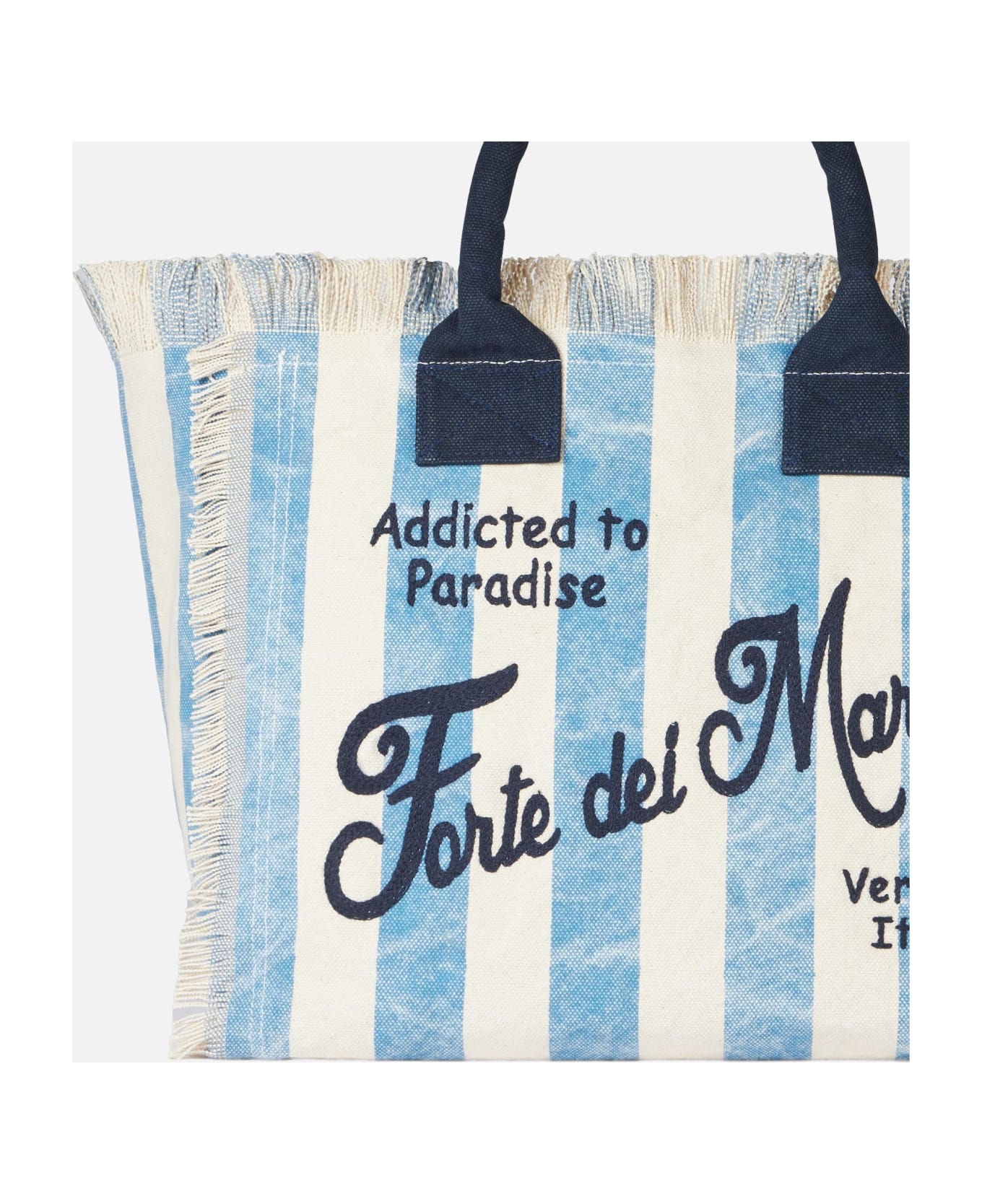 MC2 Saint Barth Vanity Canvas Shoulder Bag With Forte Dei Marmi Print - BLUE トートバッグ