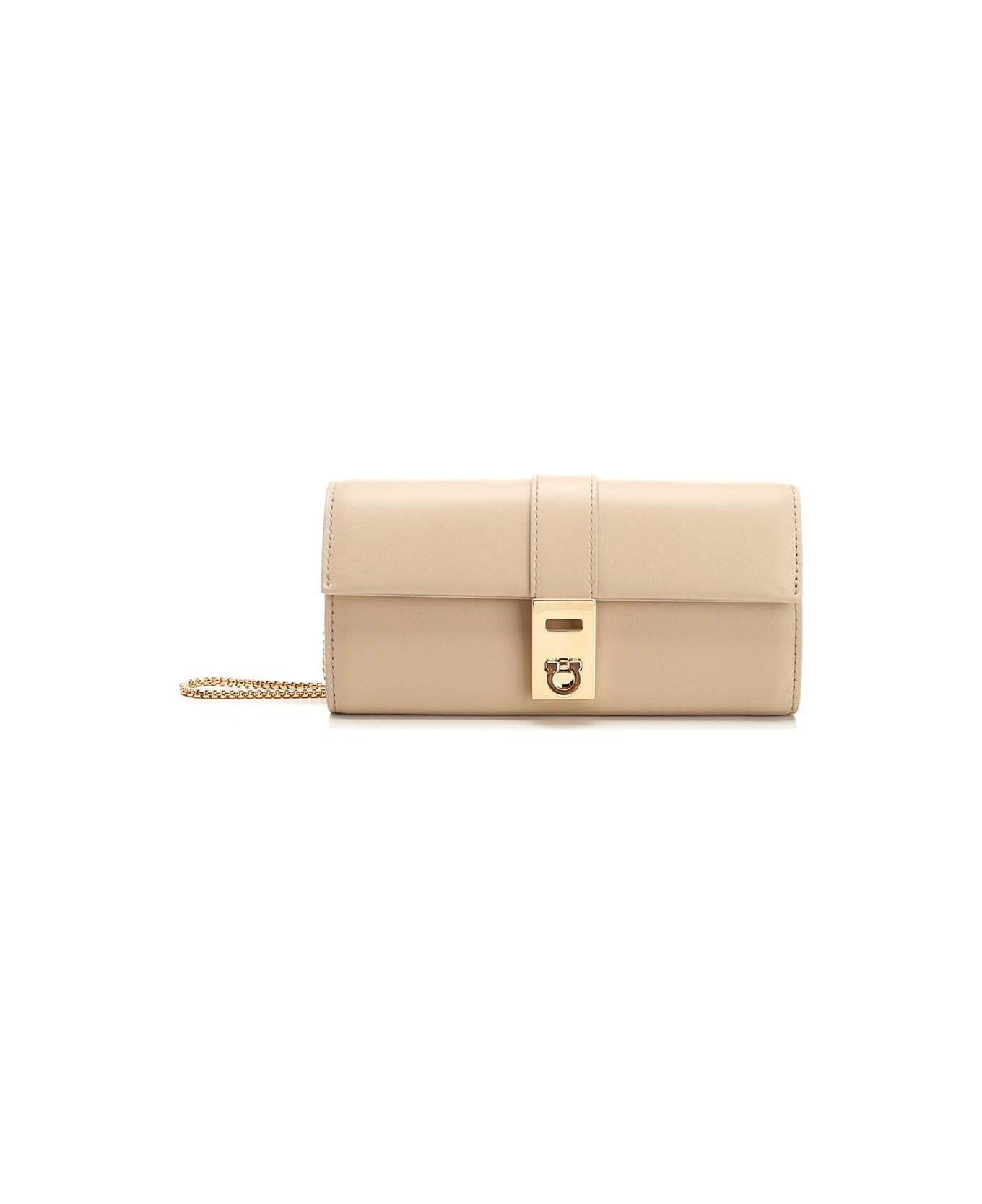 Ferragamo 
hug
 Wallet On Chain - Beige