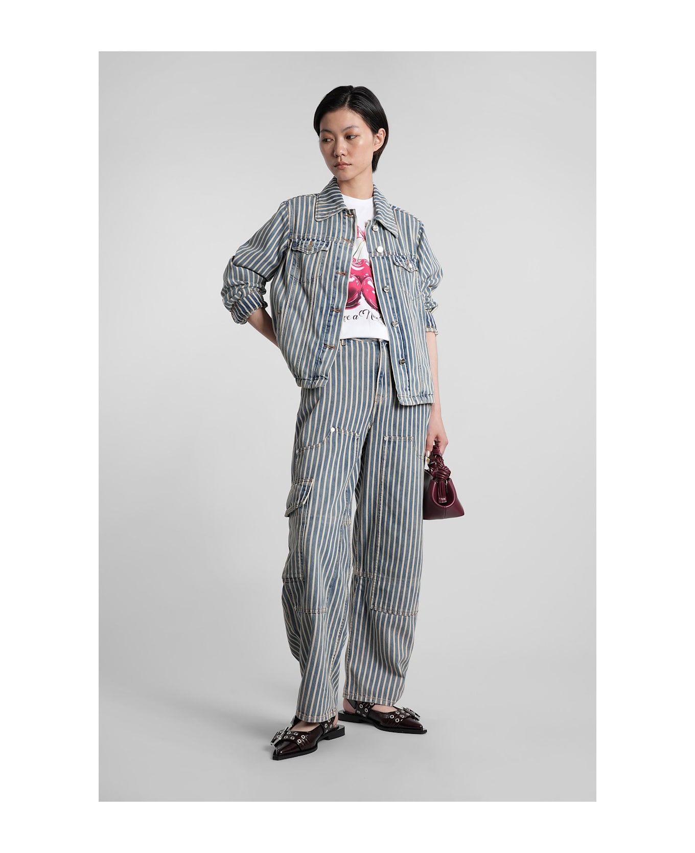 Ganni Denim Jackets In Blue Cotton - blue
