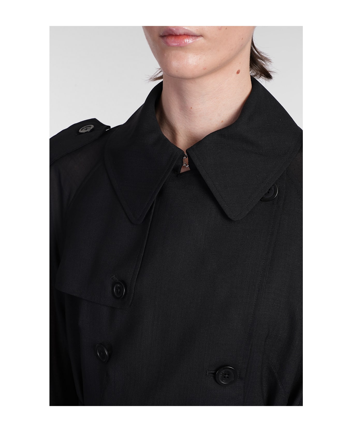 Helmut Lang Trench In Black Wool - black