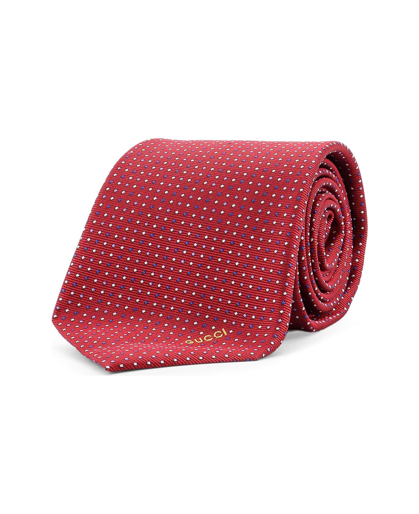 Gucci Silk Tie With Gudots Motif - Red