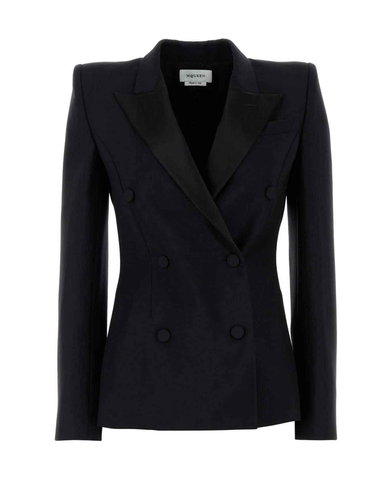 Alexander McQueen Black Wool Blend Blazer - Black