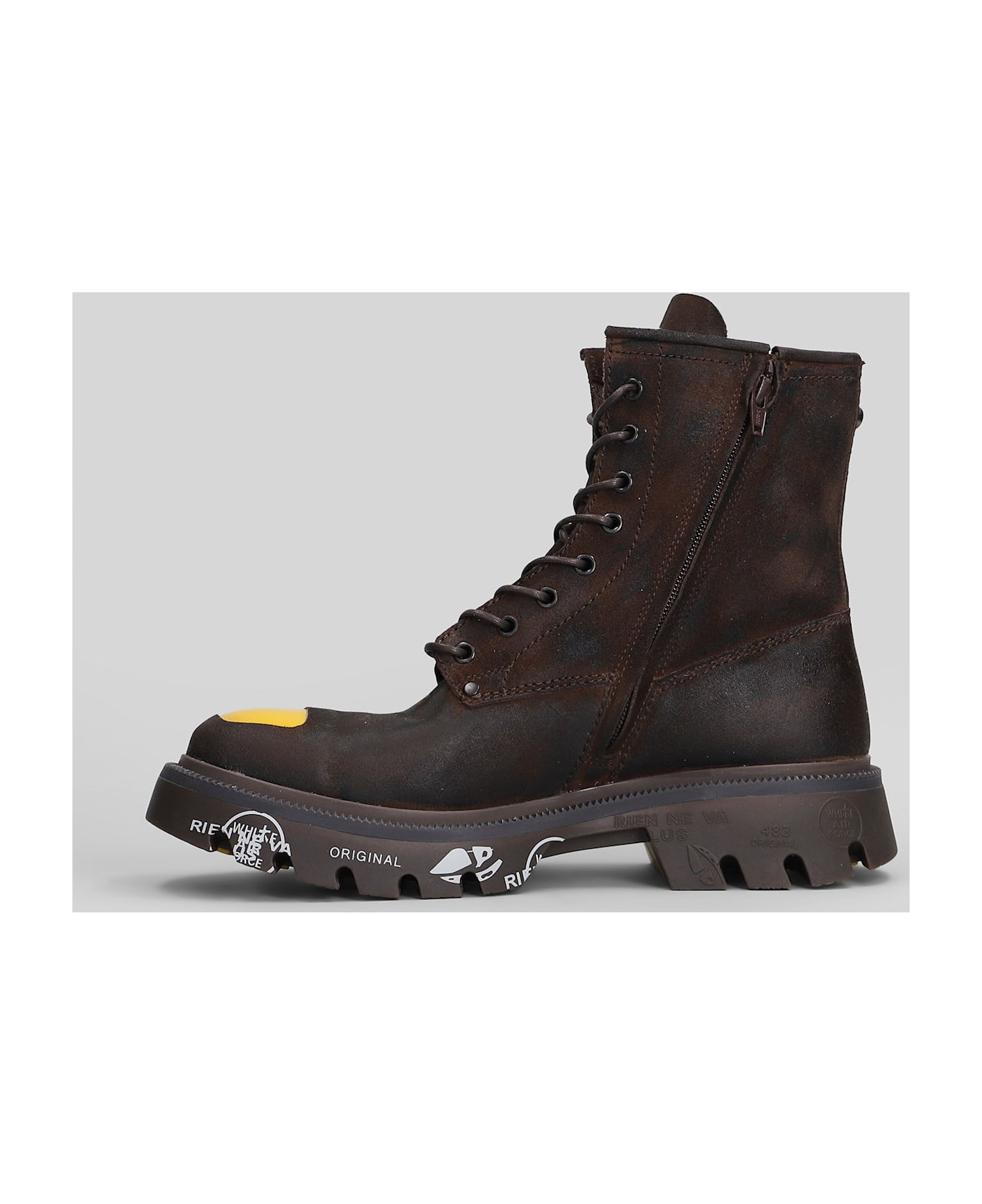 Premiata Brixton Combat Boots In Brown Nubuck - brown