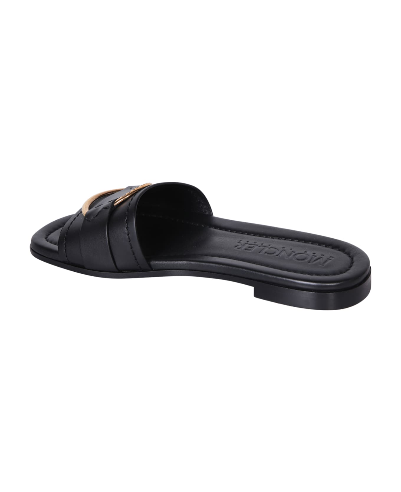 Moncler Bell Leather Slides - Nero