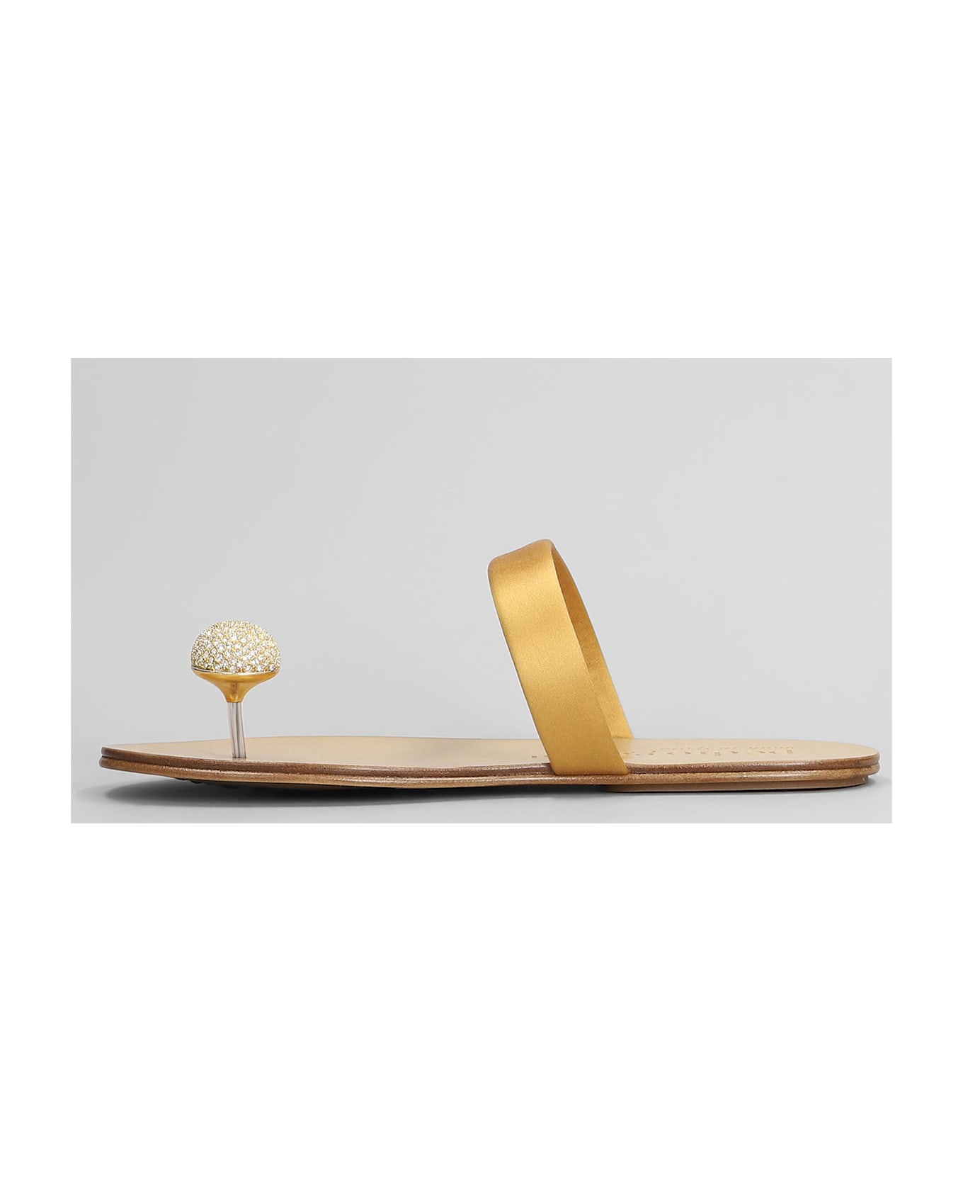 Pedro Garcia Pacha Flats In Gold Satin - gold