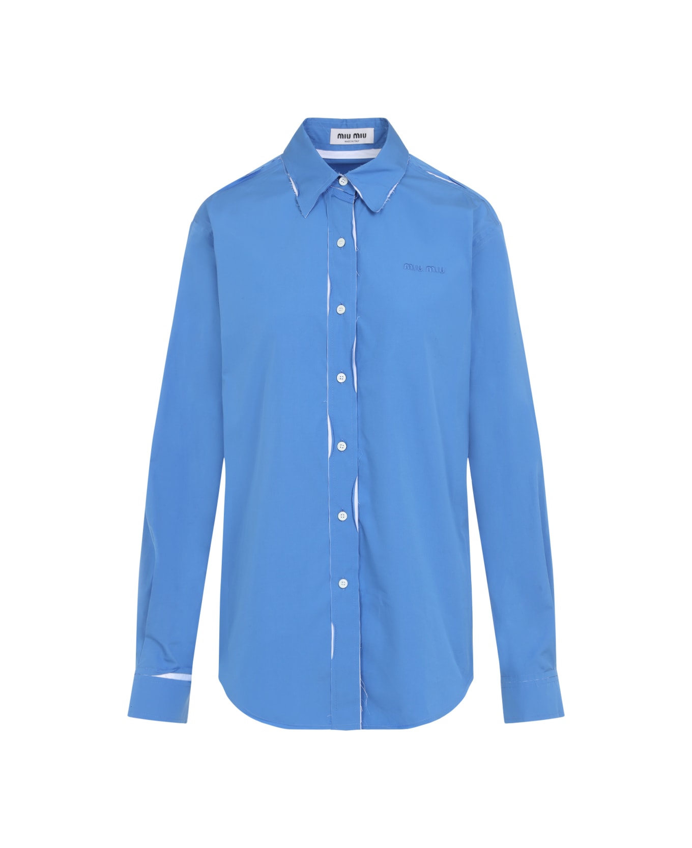 Miu Miu Cerulean Blue Poplin Shirt - PERVINCA