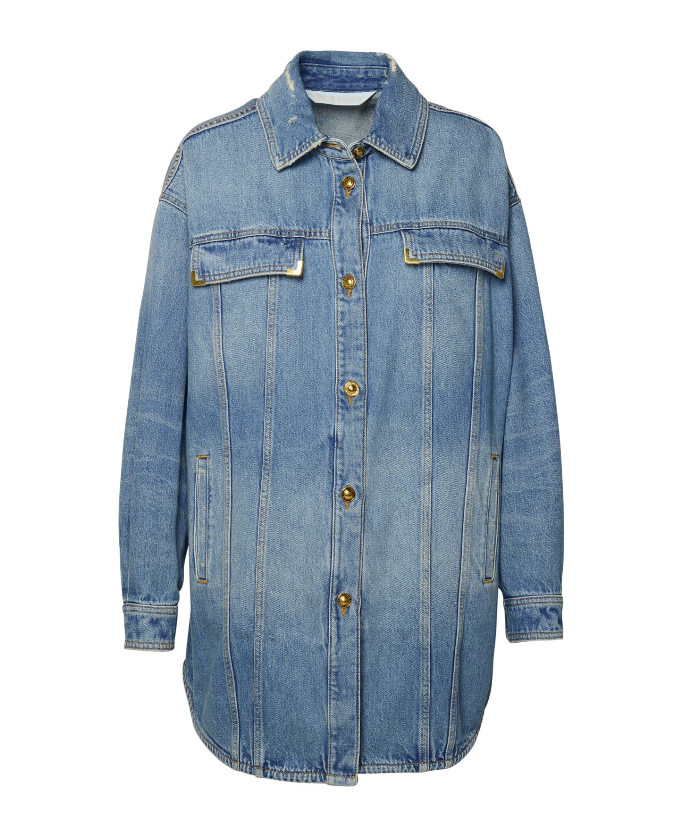 Palm Angels Washed Logo Denim Shirt Jacket - Light Blue シャツ