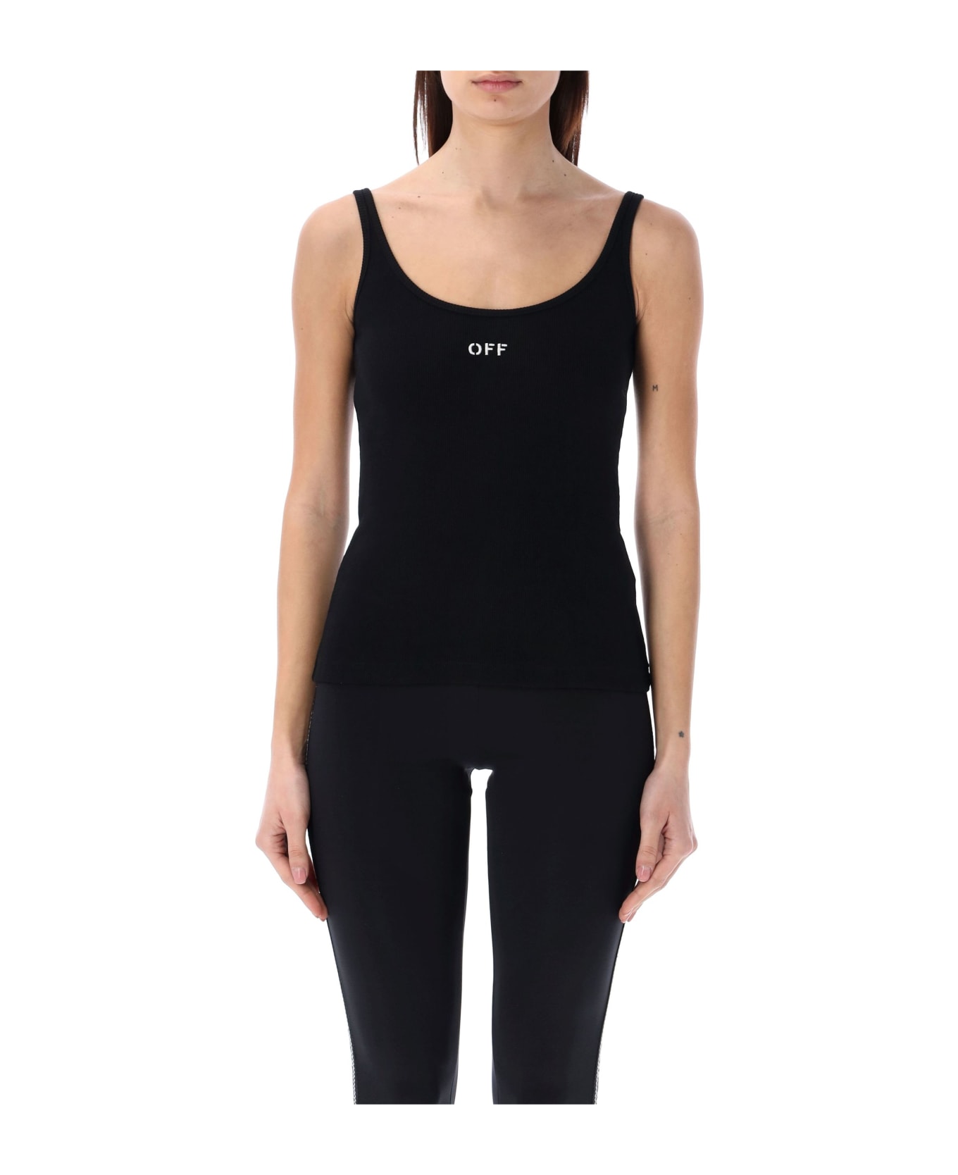 Off-White Off Stamp Rib Tank Top - BLACK