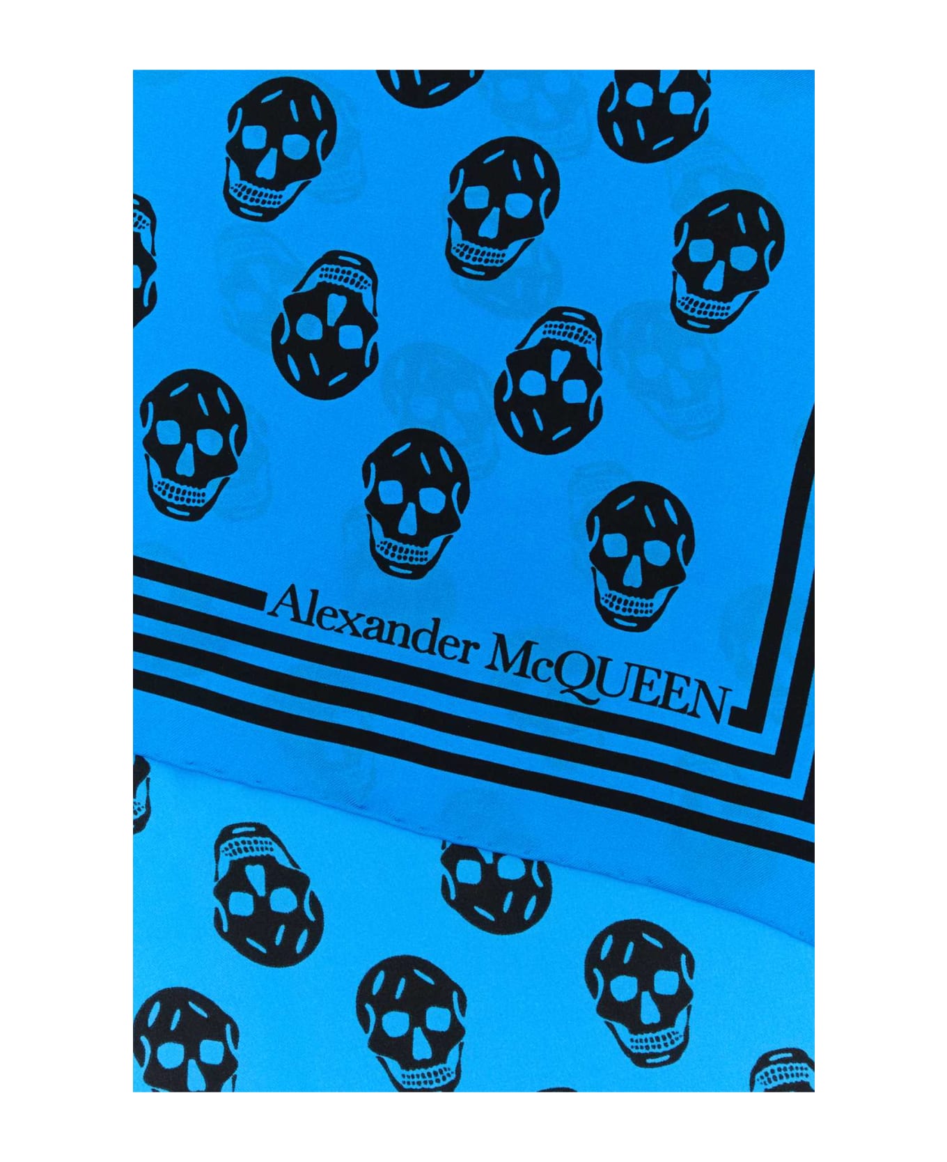 Alexander McQueen Printed Satin Foulard - LAPISBLUEBLACK