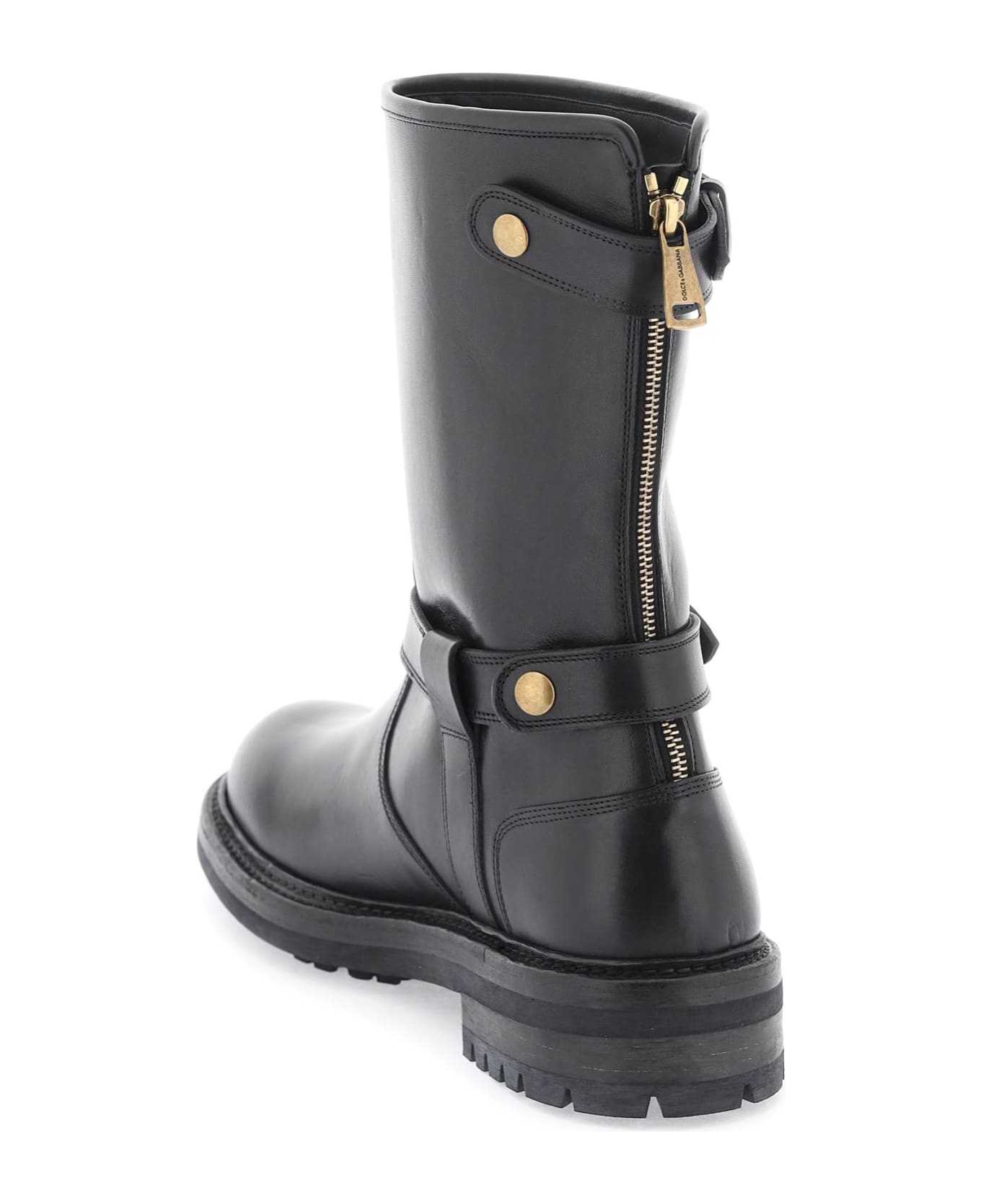 Dolce & Gabbana Leather Biker Boots - NERO (Black)