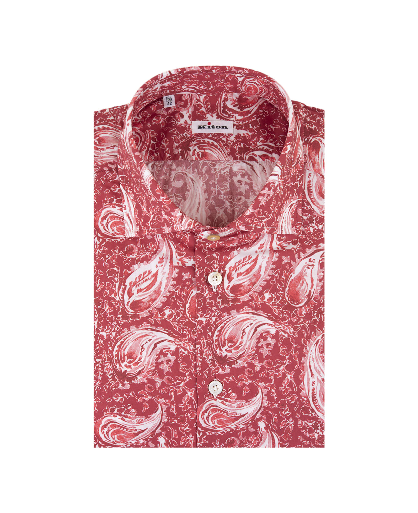 Kiton Red Classic Shirt With Cashmere Print - Red