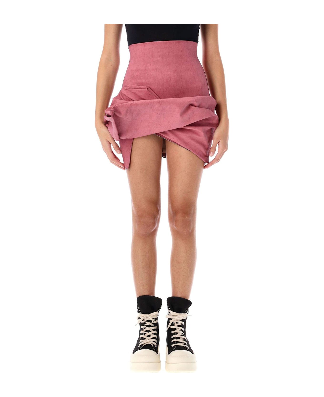 Rick Owens High Waist Draped Mini Skirt - THULIAN