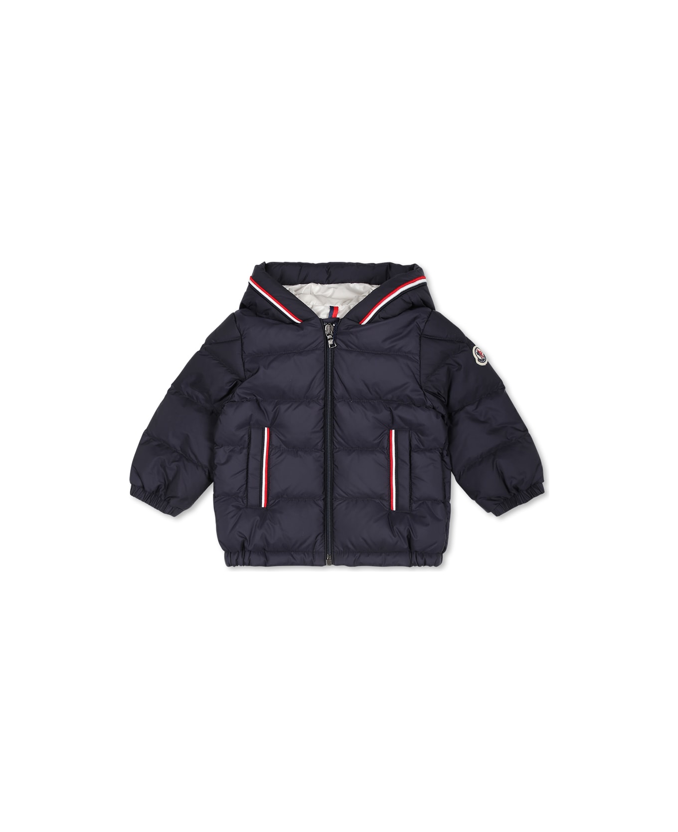 Moncler Merary Blue Down Jacket For Baby Boy With Logo - Blue